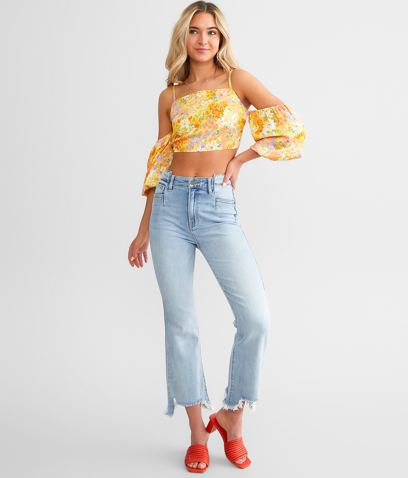 HIDDEN Happi Cropped Flare Stretch Jean - Women's Jeans in Medium Wash