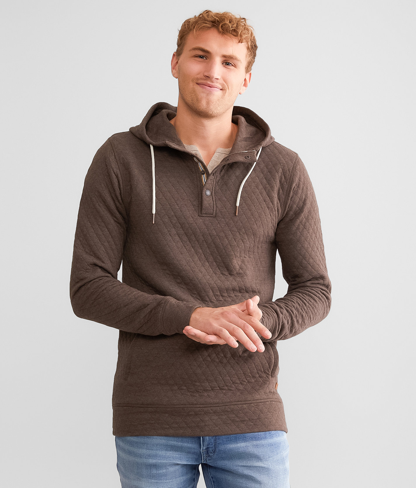Outpost Makers Highland Henley Hoodie - Men's Sweatshirts in Chocolate Brown