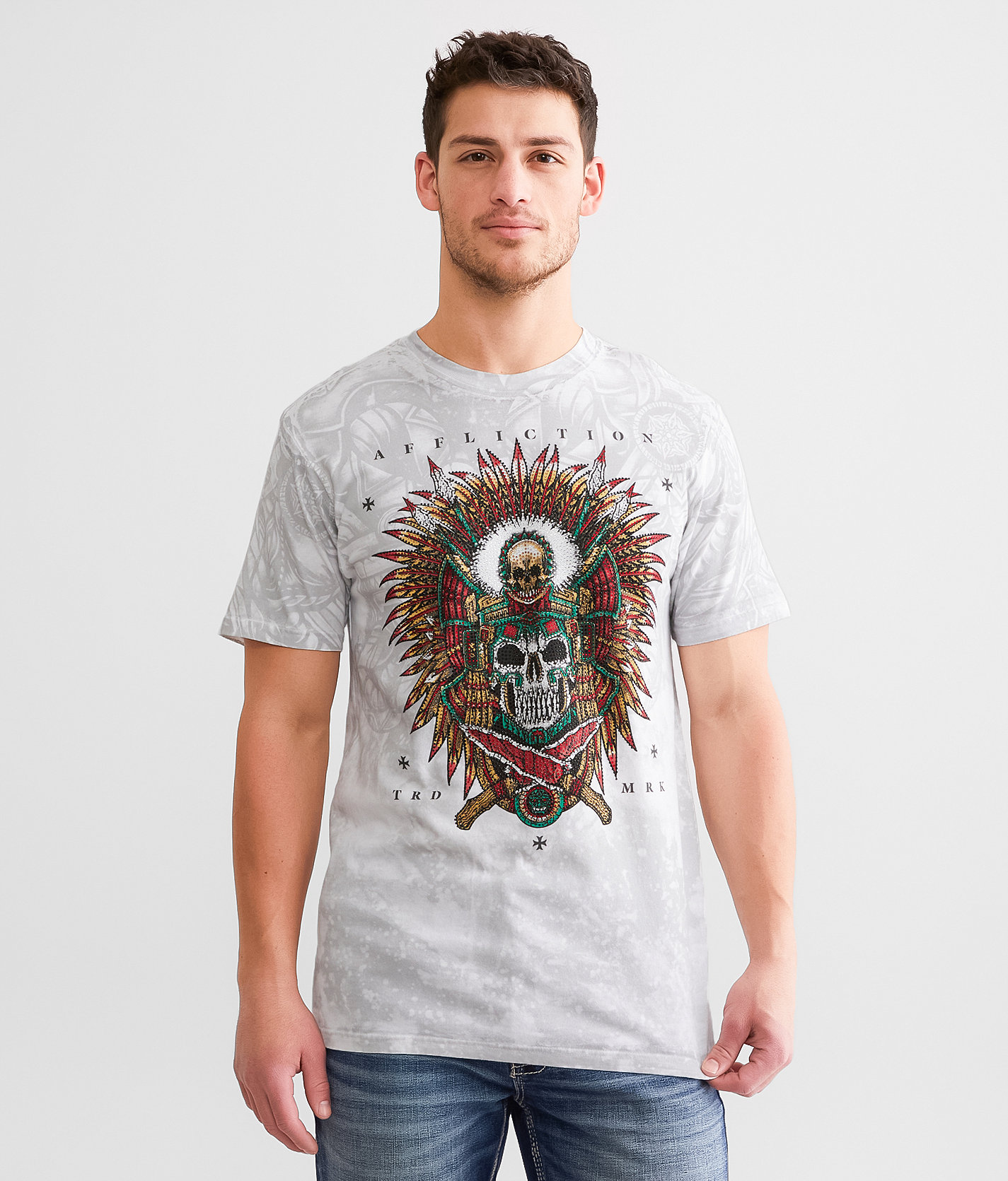 Affliction Obsidian God T-Shirt - Men's T-Shirts in White Multi