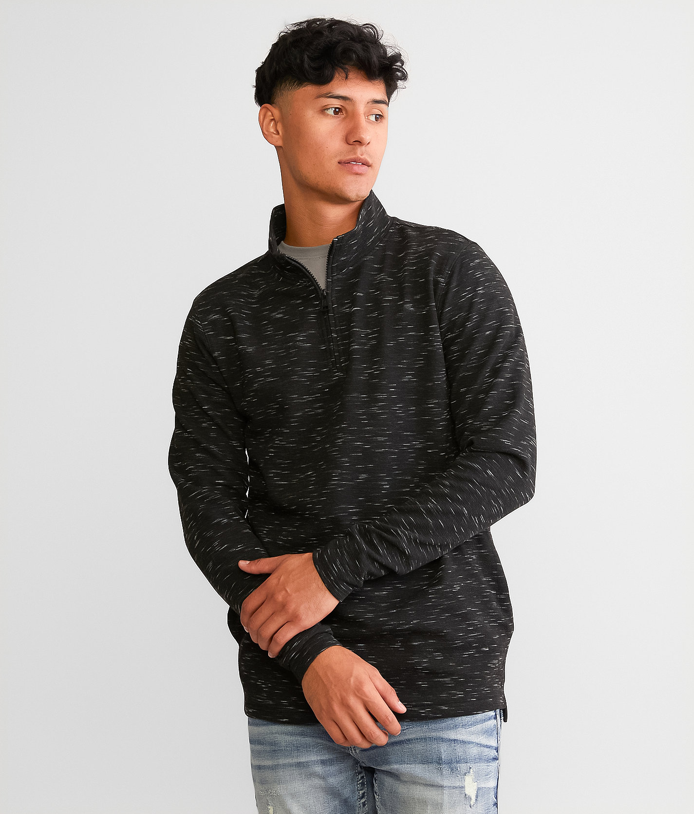 BKE Ketch Performance Quarter Zip Pullover - Men's Sweatshirts in Black