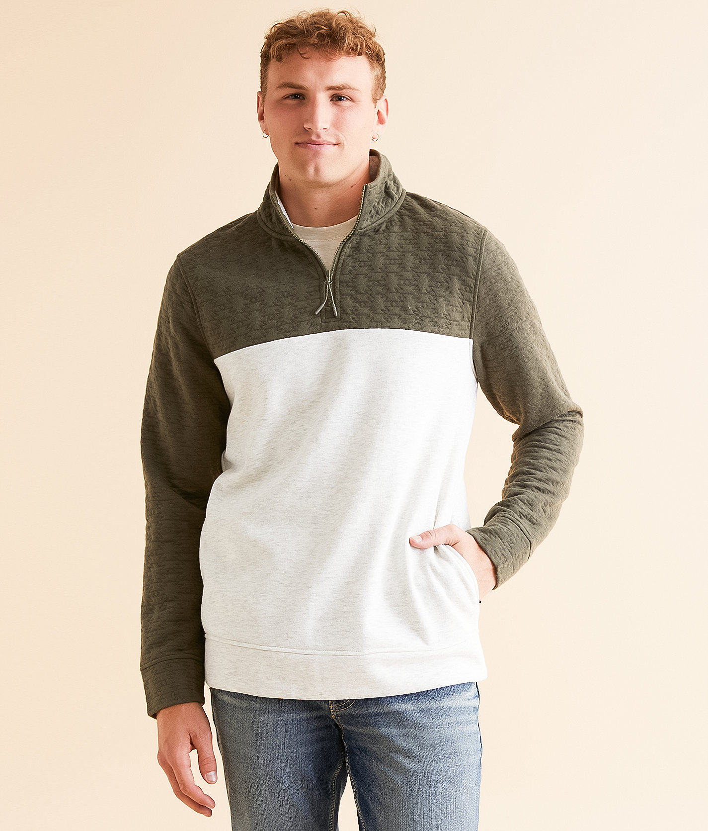 Departwest Quarter Zip Pullover - Men's Sweatshirts in Tea Leaf