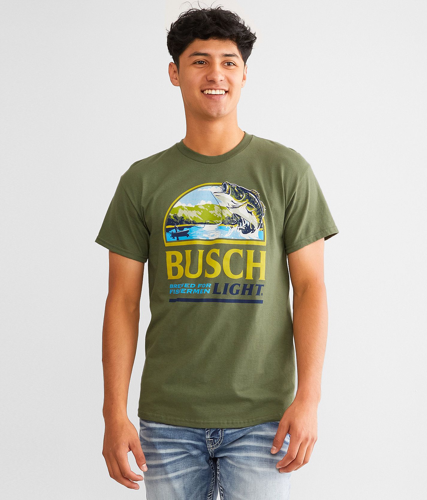Brew City Busch Light® Bass T-Shirt - Men's T-Shirts in Military Green