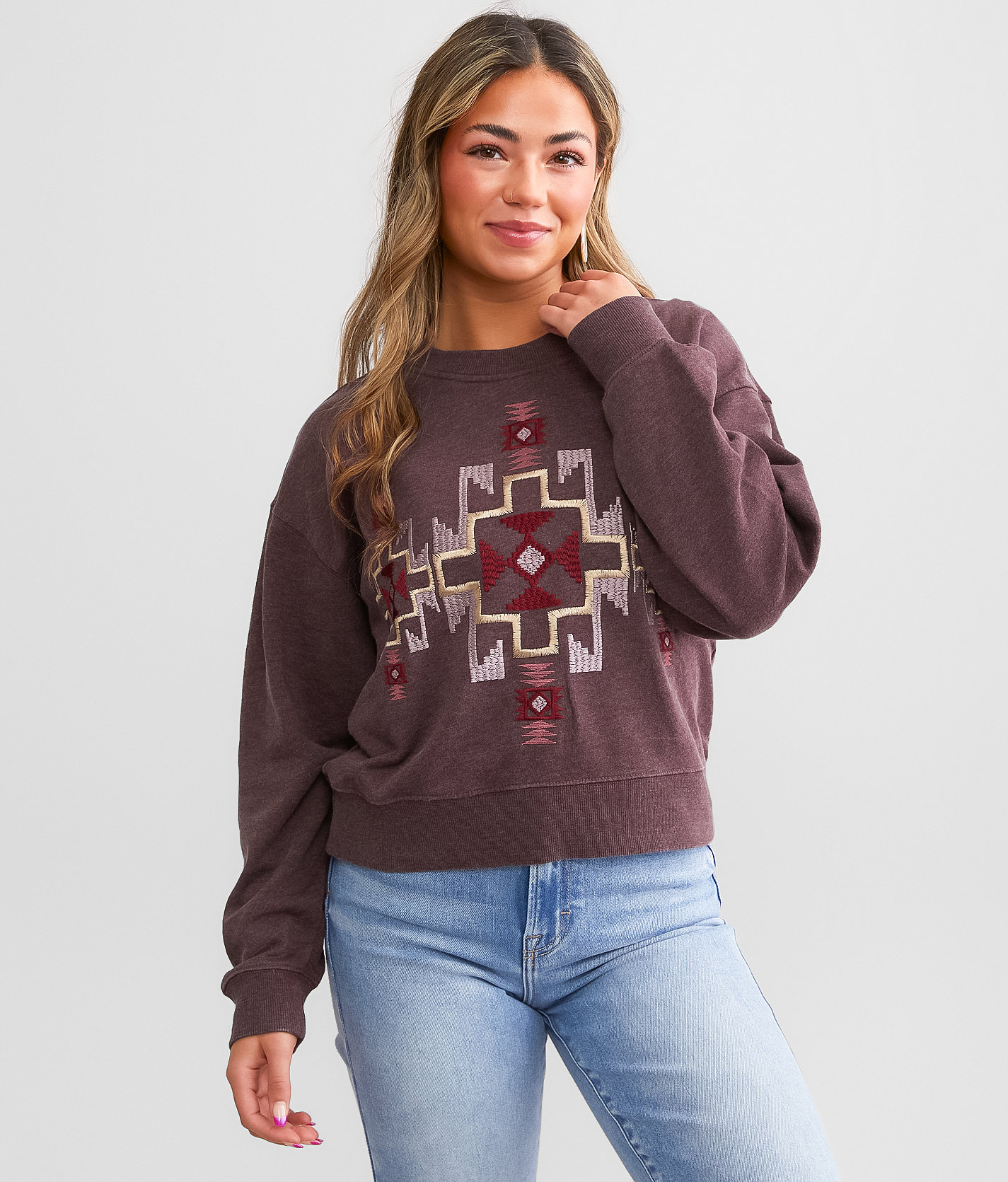 Ariat Larson Cropped Pullover - Women's Sweatshirts in Clove Brown
