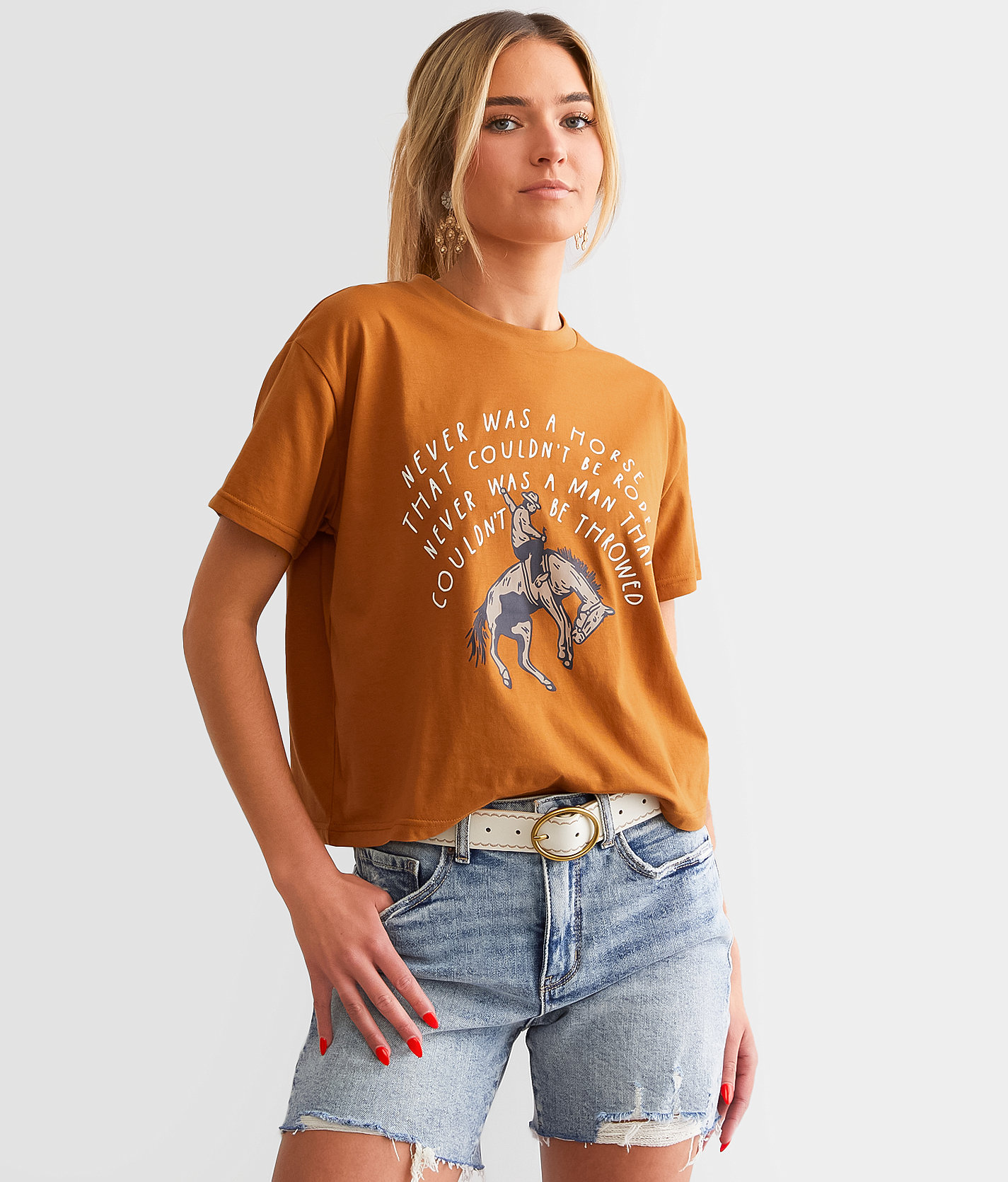 Sendero Provisions Co. Never Was A Horse Cropped T-Shirt - Women's T-Shirts in Meerkat