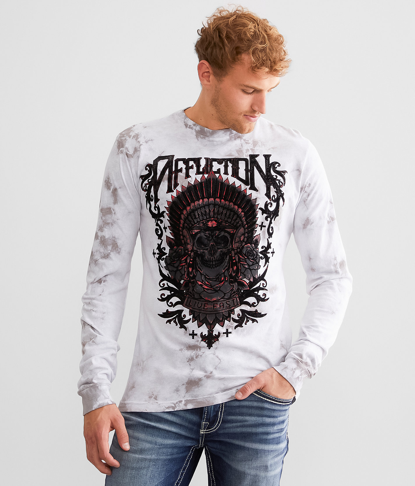 Affliction Twisted Smoke T-Shirt - Men's T-Shirts in White Lt Gry Crystal Wash