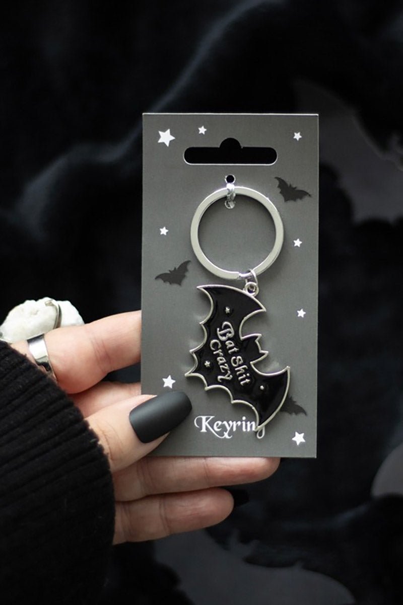 Bat-Shaped Bat Shit Crazy Keyring