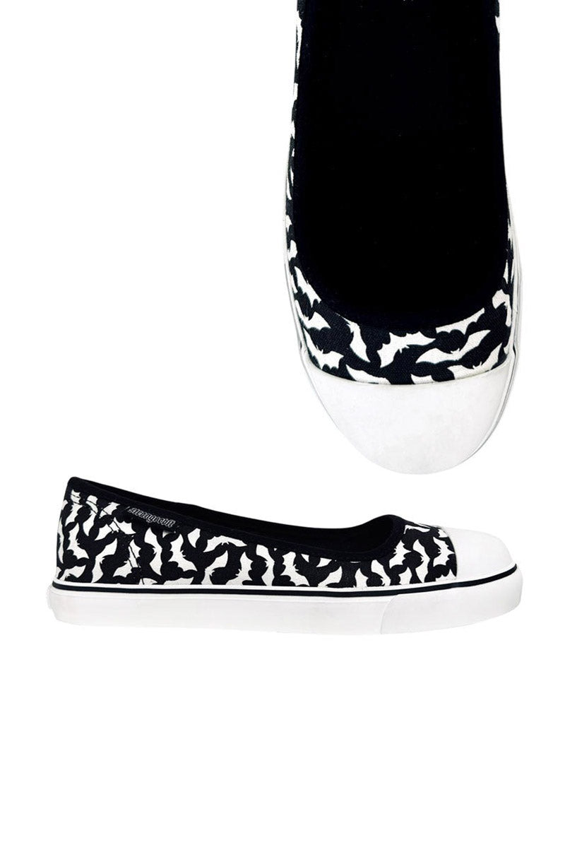 Emily Bat Sneaker Flats [Black/White]