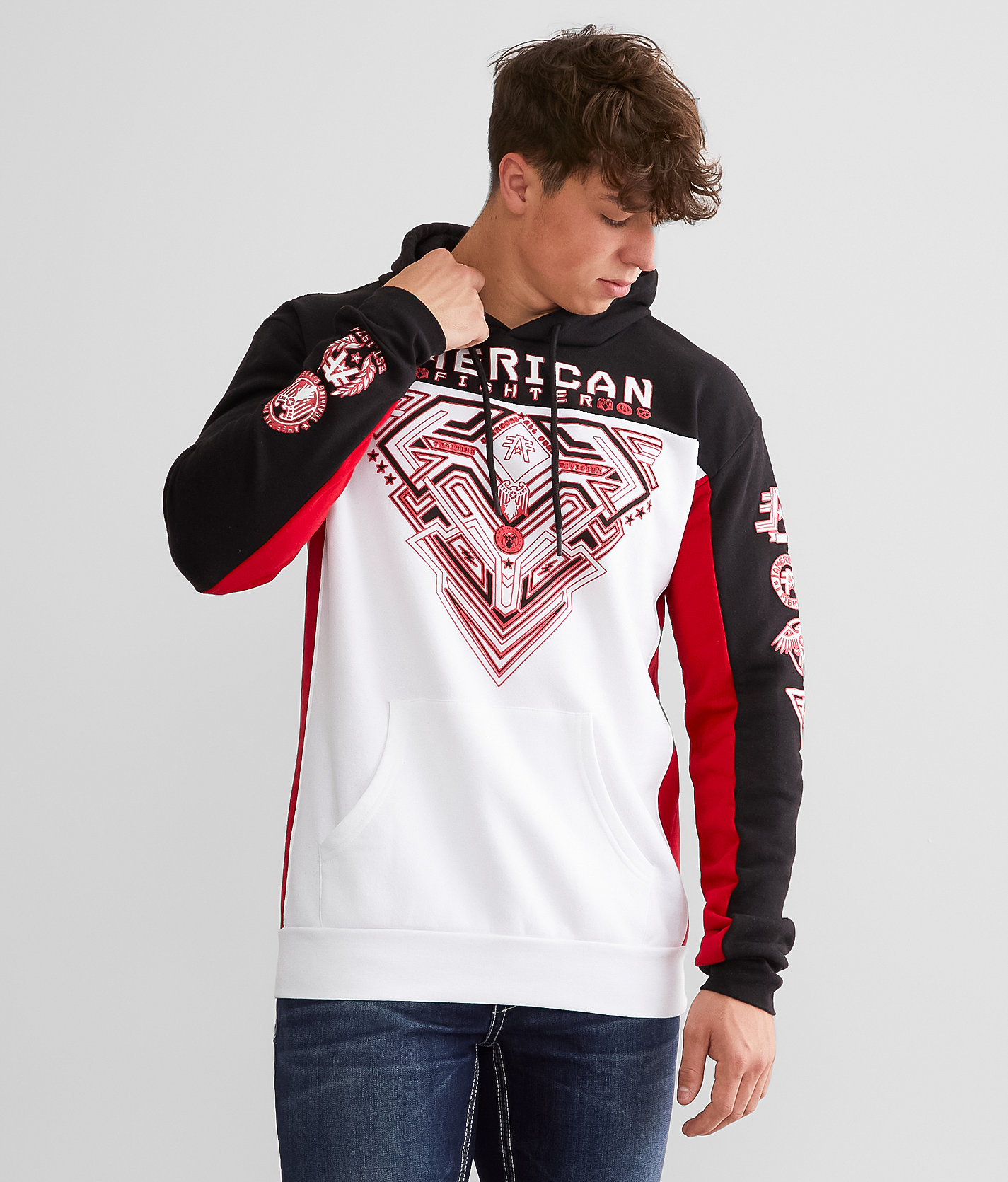 American Fighter Foster Hooded Sweatshirt - Men's Sweatshirts in White Black