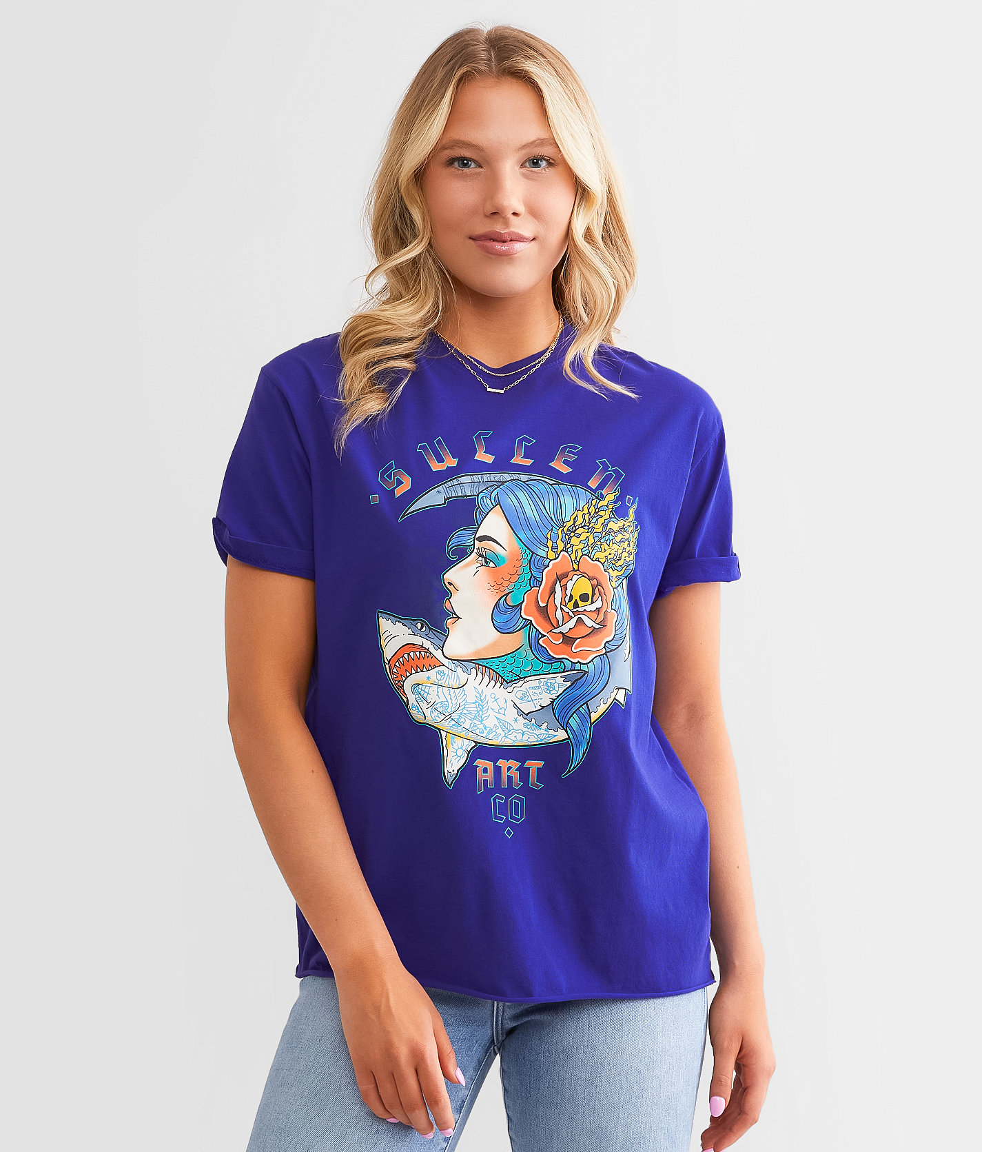 Sullen Siren Sharks T-Shirt - Women's T-Shirts in Deep Blue
