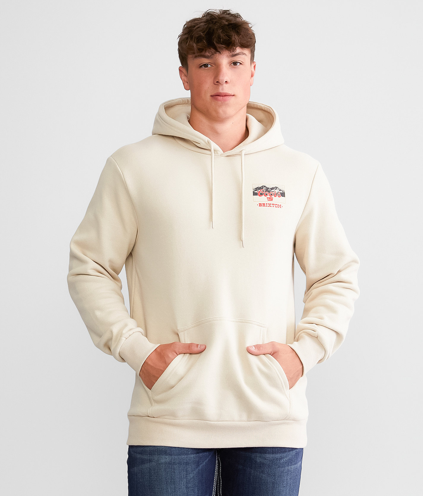 Brixton Coors® Banquet Hooded Sweatshirt - Men's Sweatshirts in Beige Washed Black