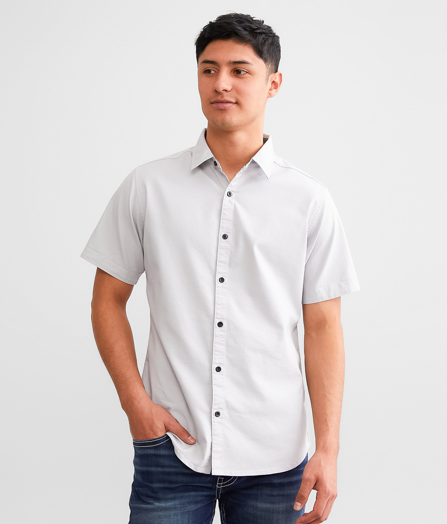 Departwest Oxford Stretch Shirt - Men's Shirts in Light Grey White