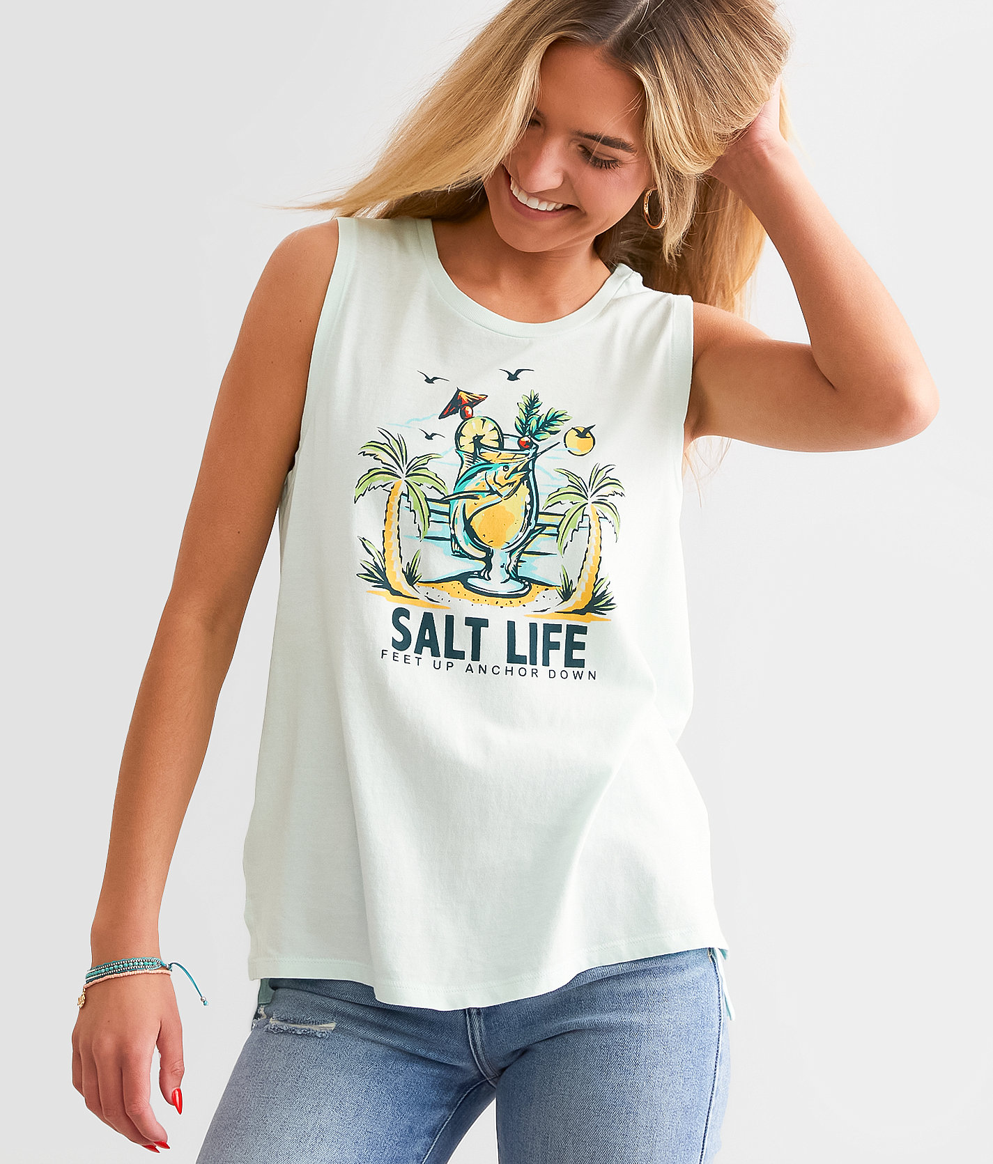 Salt Life Drink Up Tank Top - Women's Tank Tops in Soothing Sea