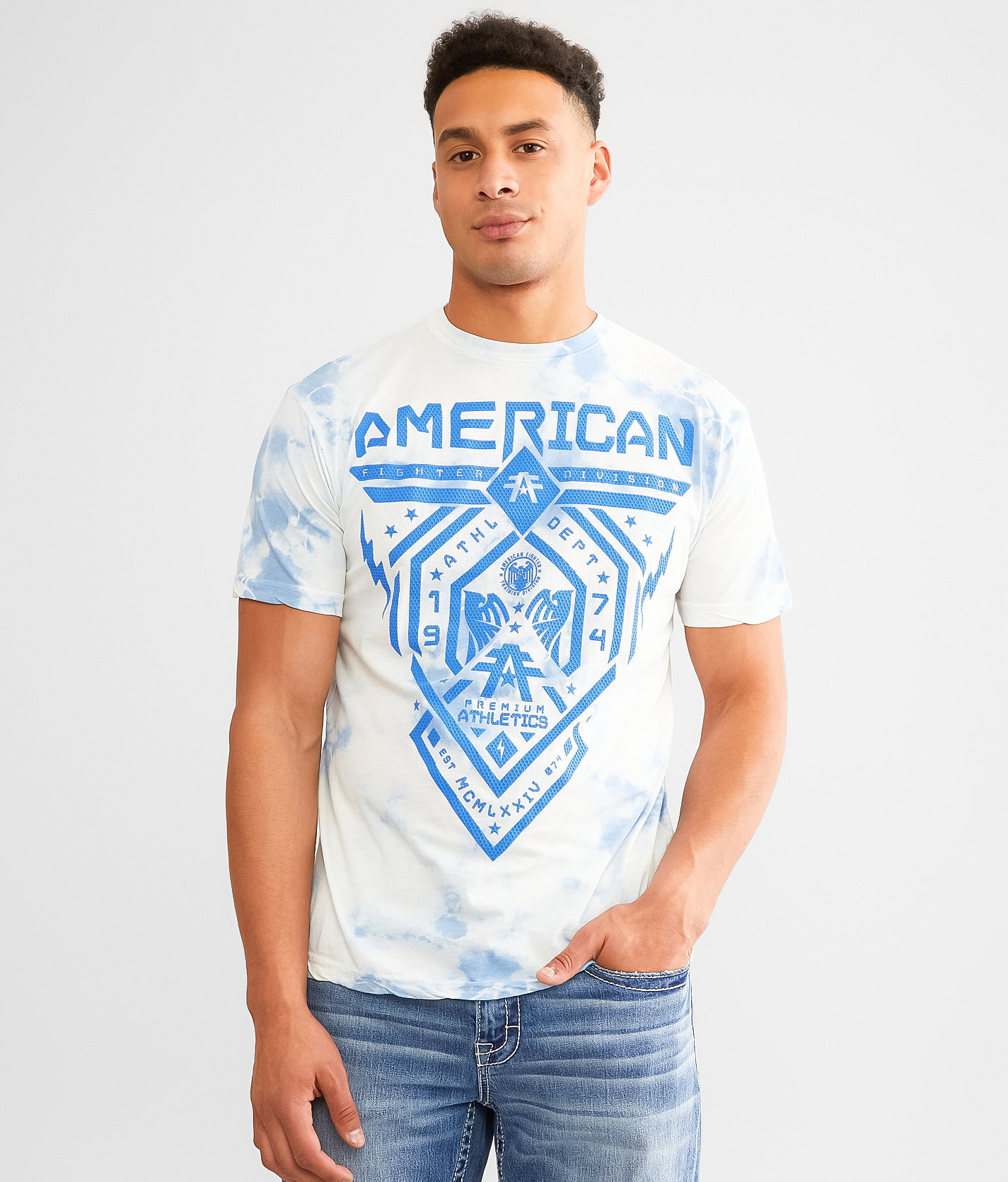 American Fighter Fairbanks T-Shirt - Men's T-Shirts in White Lt Blue Crystal