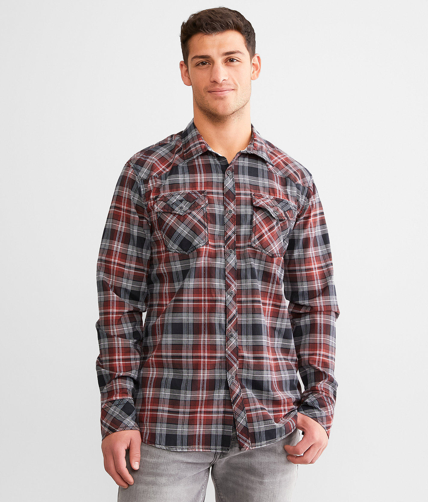 Gentry County Plaid Athletic Shirt - Men's Shirts in Black Red