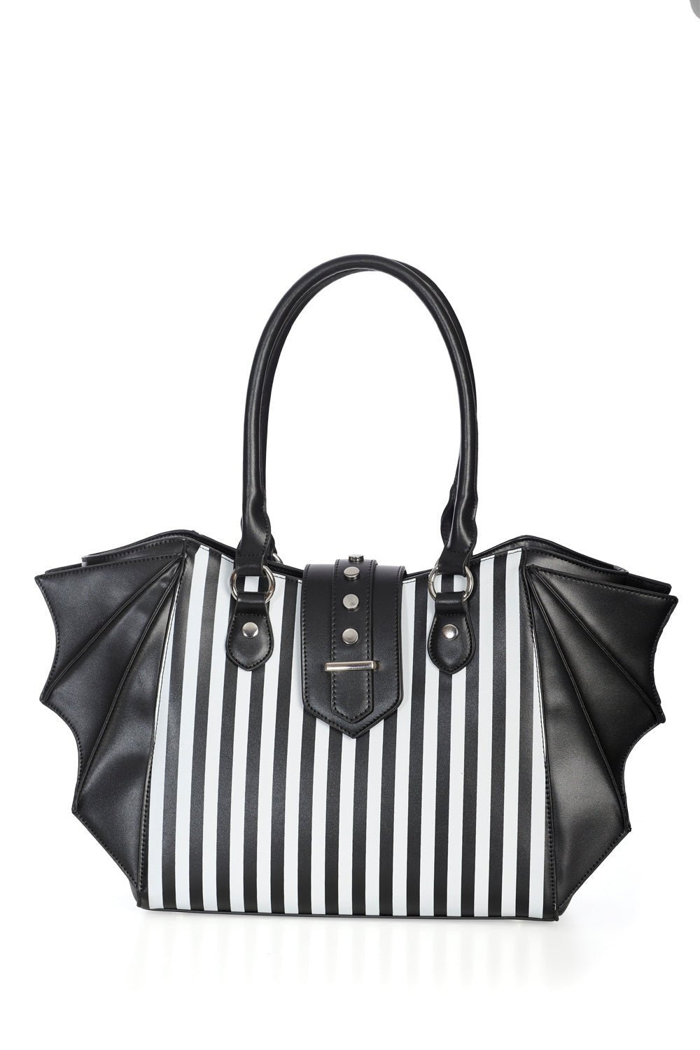 Beetle Striped Batwing Handbag [Black/White]