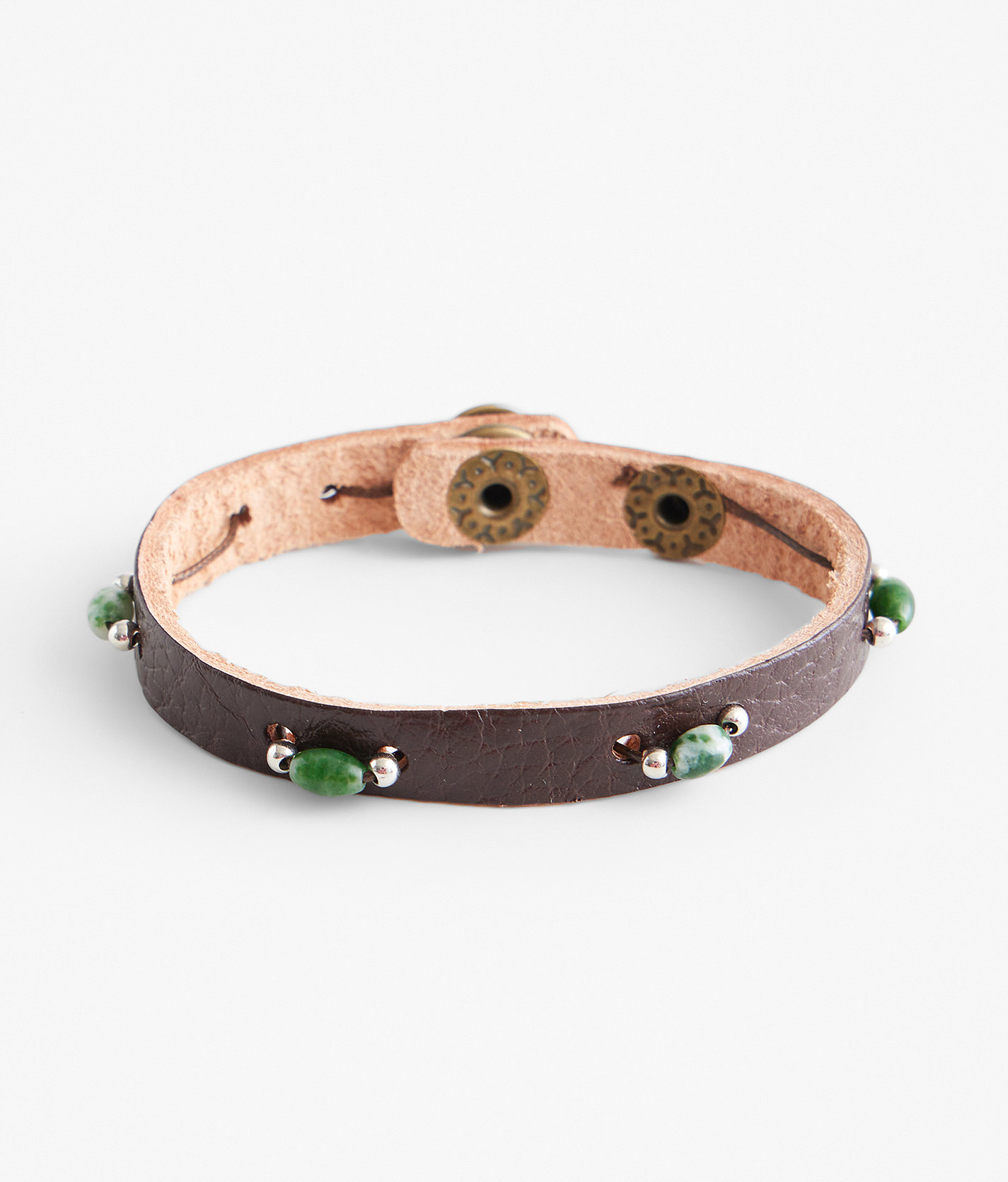 BKE Beaded Leather Bracelet - Men's Jewelry in Green
