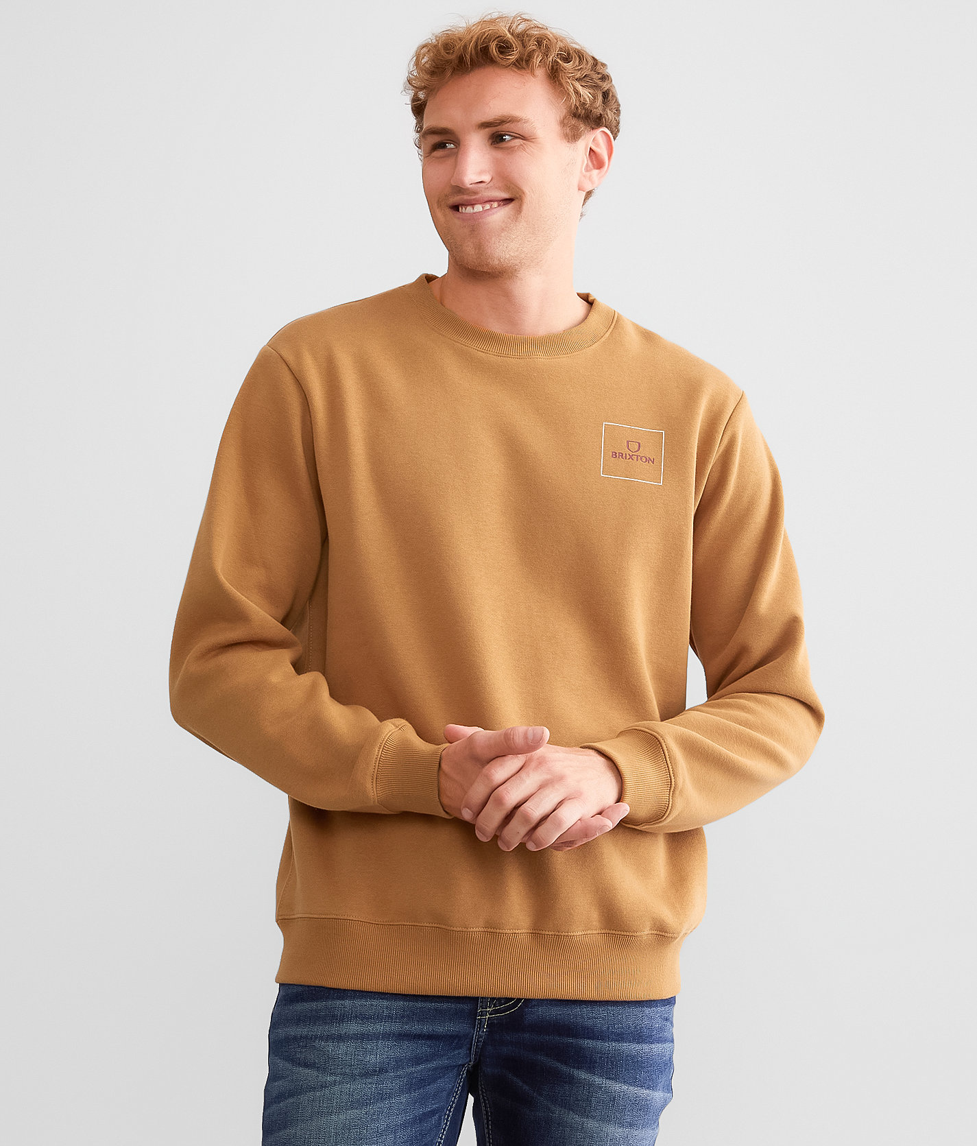 Brixton Alpha Square Pullover - Men's Sweatshirts in Rocky Brown