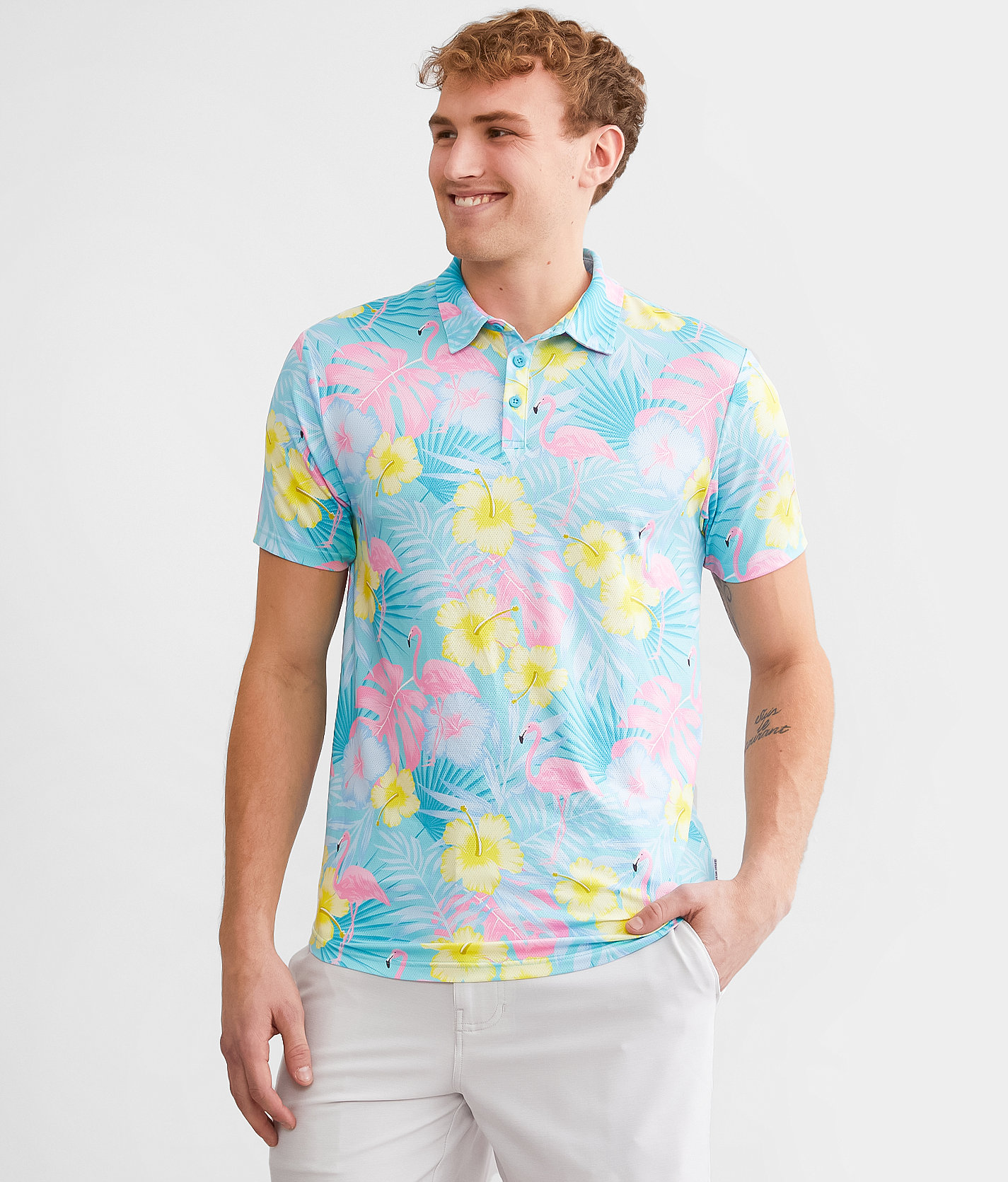 Departwest Paradise Performance Polo - Men's Polos in Blue Hawaii