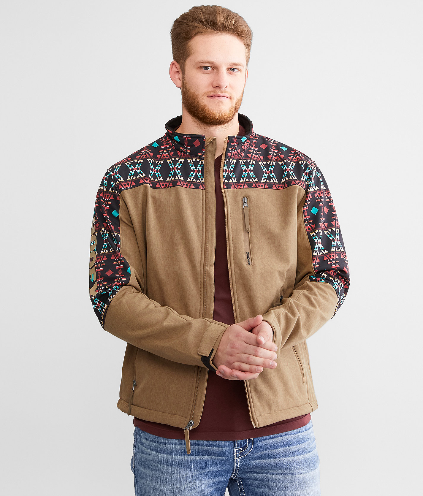 Hooey Softshell Aztec Jacket - Men's Coats & Jackets in Tan Aztec