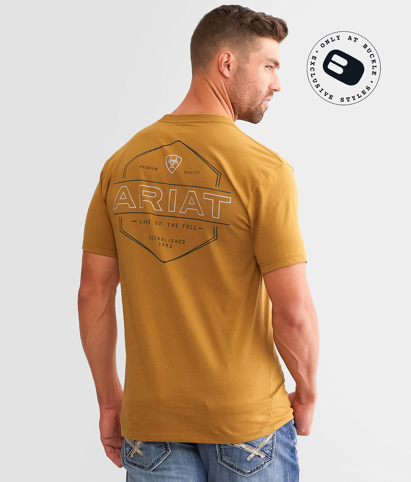 Ariat Line Frame Hex T-Shirt - Men's T-Shirts in Harvest Gold