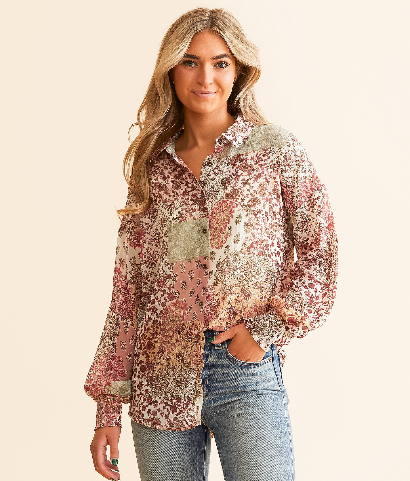 Daytrip Patchworks Chiffon Blouse - Women's Shirts & Blouses in Multi