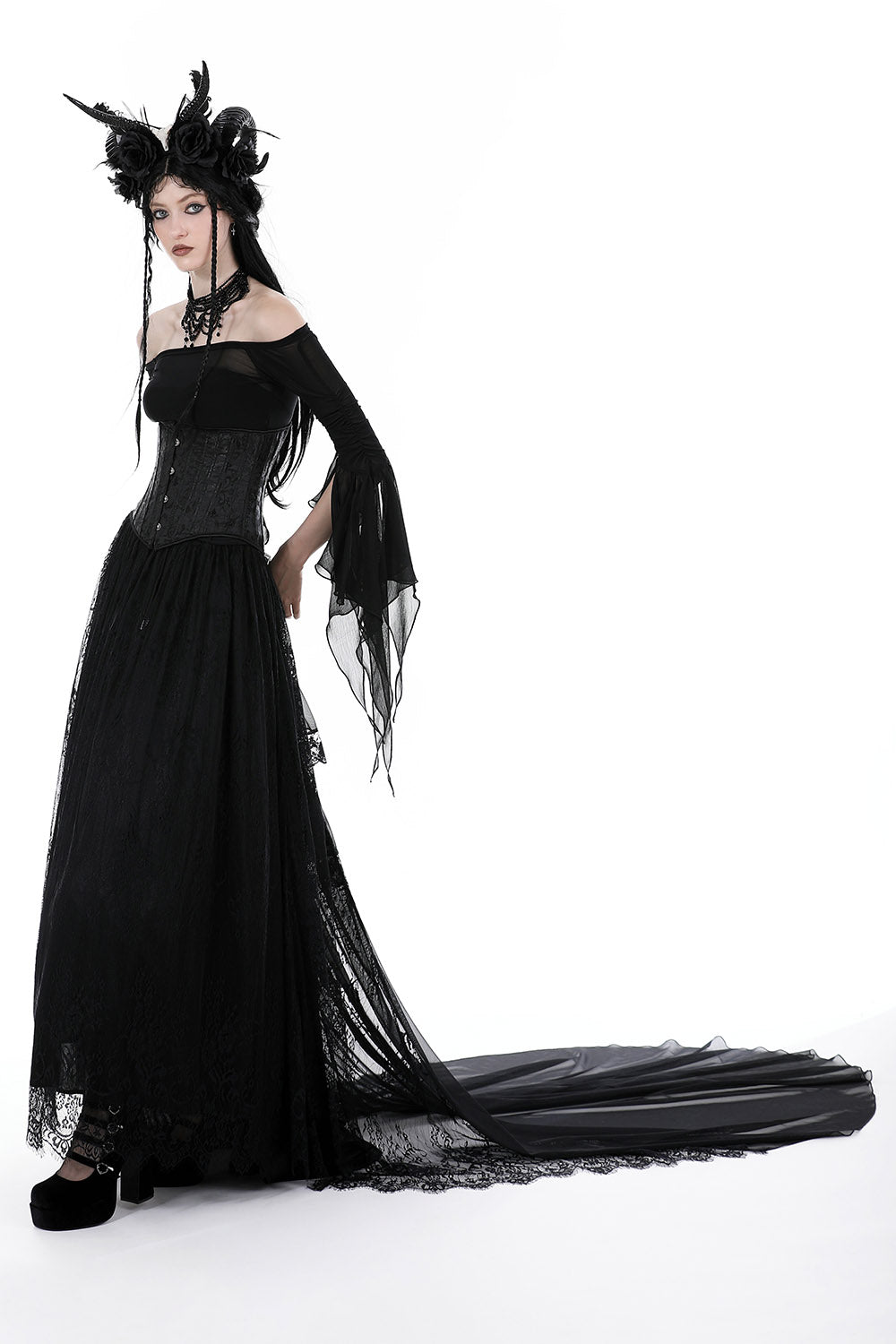 Black Bridal Bustle Skirt