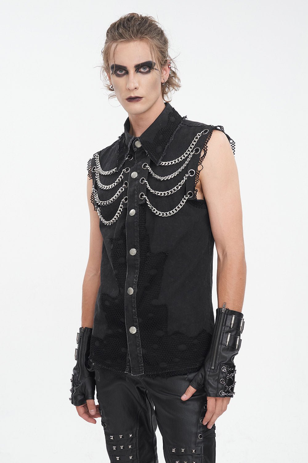 Black Flame Distressed Vest