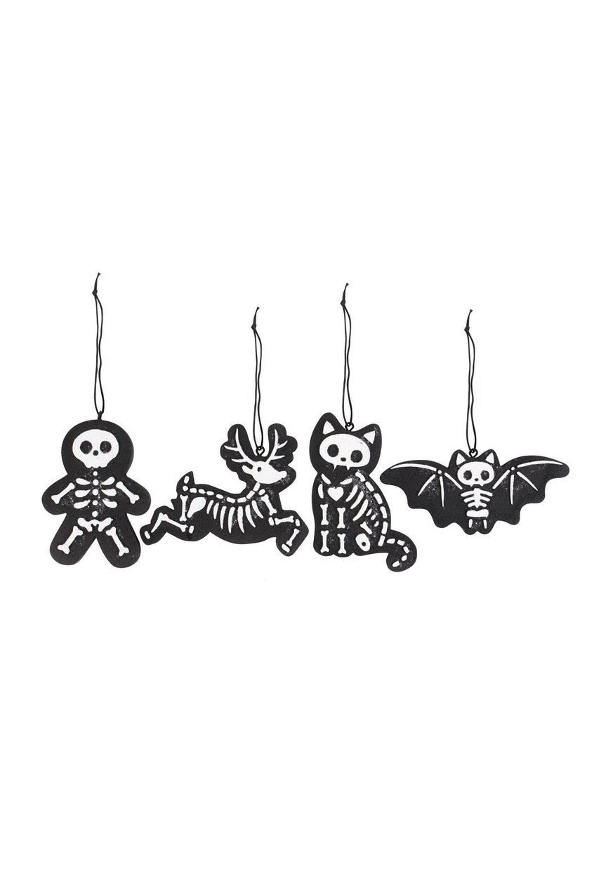 Black Skeleton Christmas Gingerbread Ornaments [Set of 4]