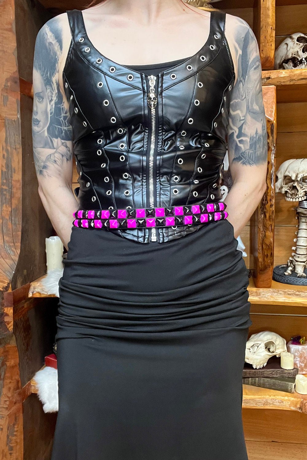 Bleed Pink Studded Belt [UNISEX]