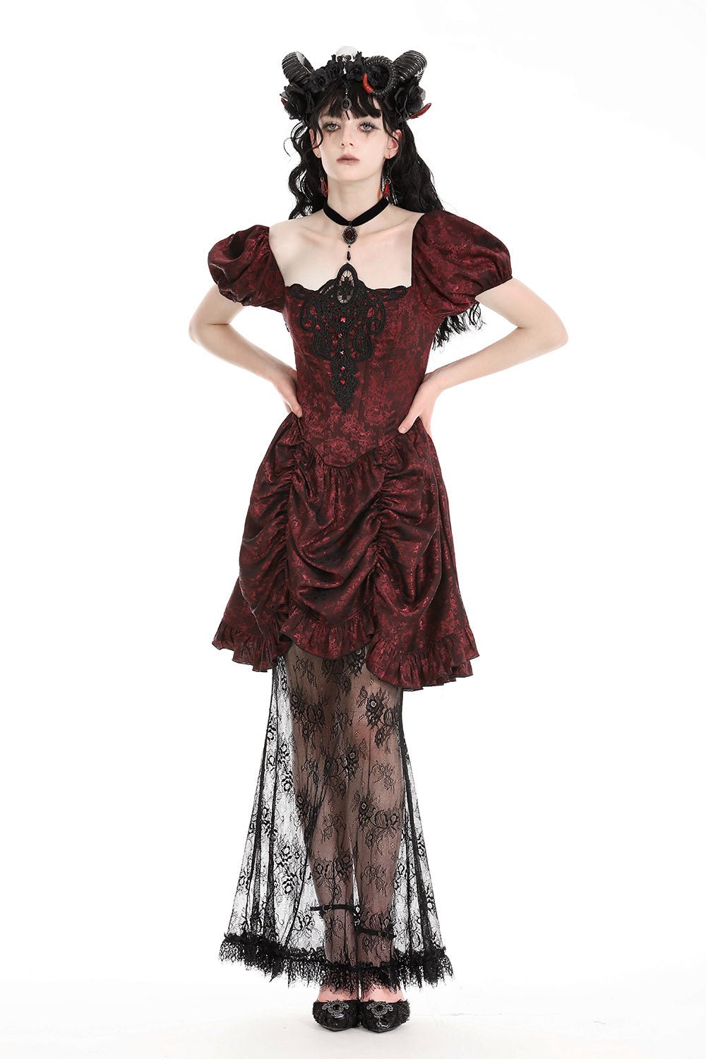Blood Court Puffed Sleeve Gothic Dress