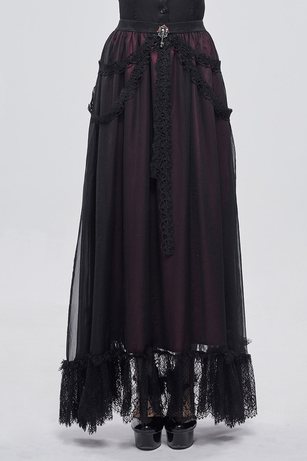 Blooddrop Layered Lace Maxi Skirt