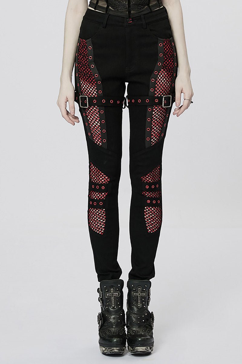 Bloodline Fishnet Skinny Jeans [BLACK/RED]