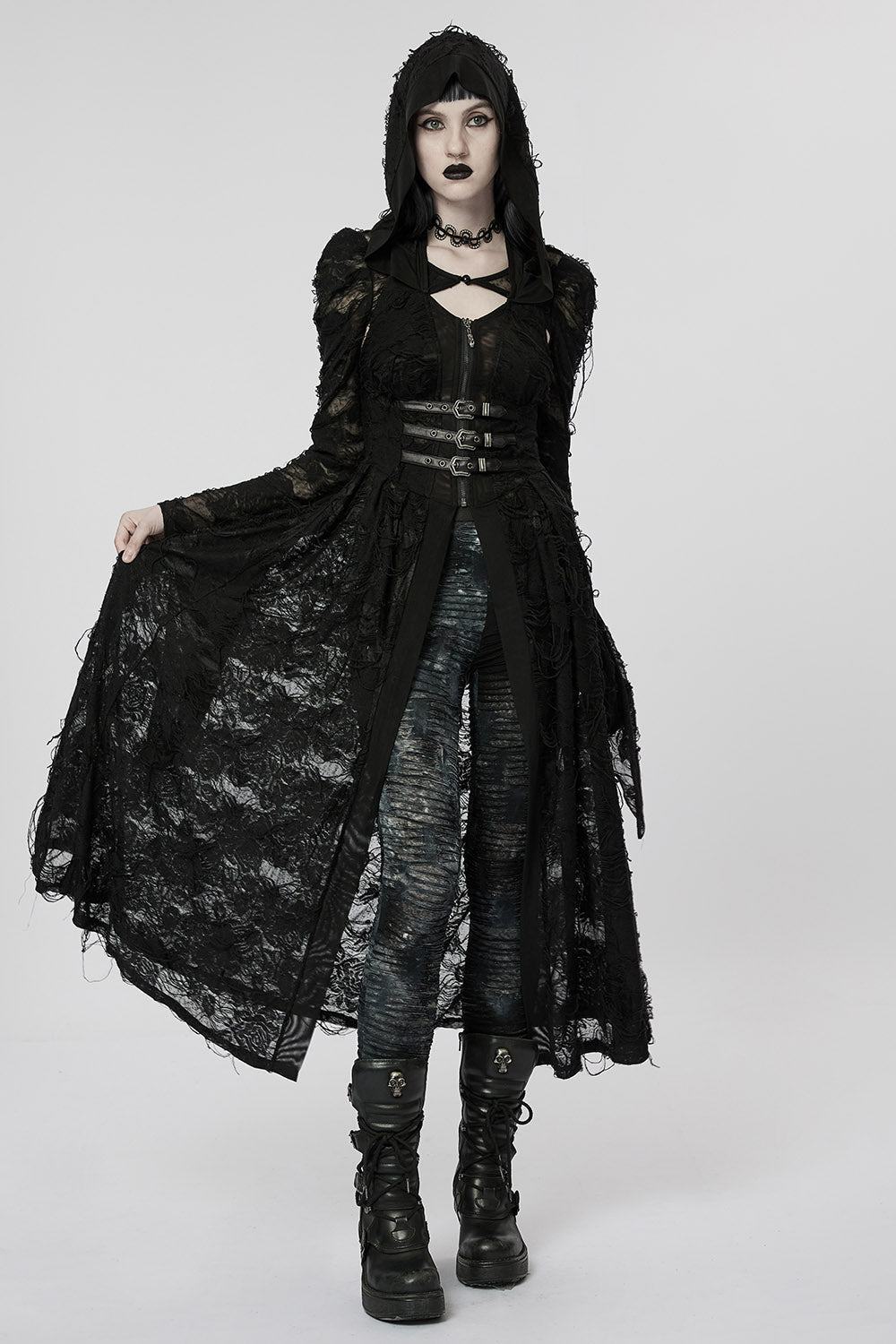 Mage Distressed Hooded Dress Set