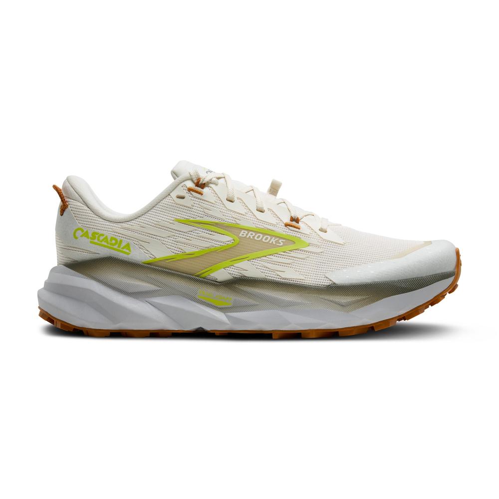 Brooks Cascadia 19 | Coconut/Olive/Ginger | Men's Trail Running and Walking Shoe