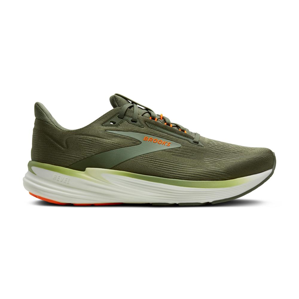 Brooks Revel 8 | Olive/Tea/Orange | Men's Everyday Running and Walking Shoe
