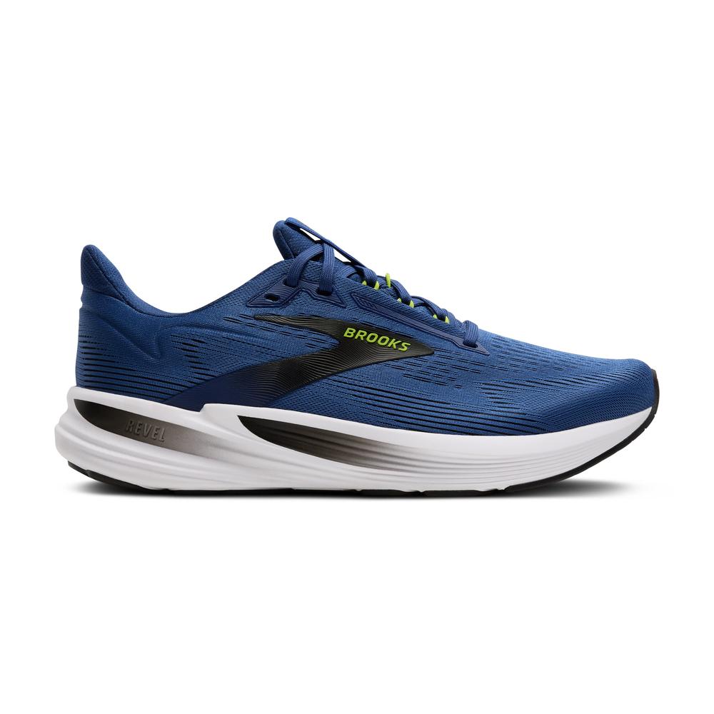 Brooks Revel 8 | Navy Peony/Black/Acid Lime | Men's Everyday Running and Walking Shoe