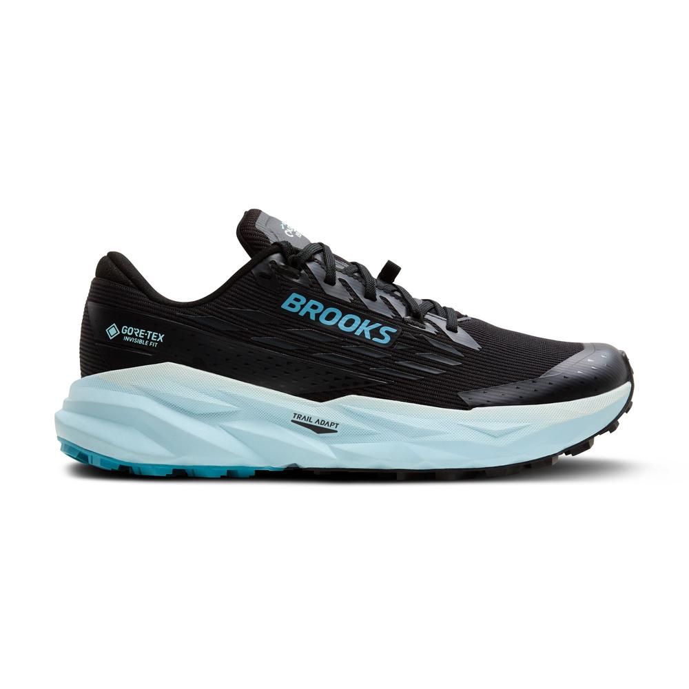 Brooks Cascadia 19 GTX | Black/Ebony/Blue Flower | Women's Waterproof Trail Running and Walking Shoe