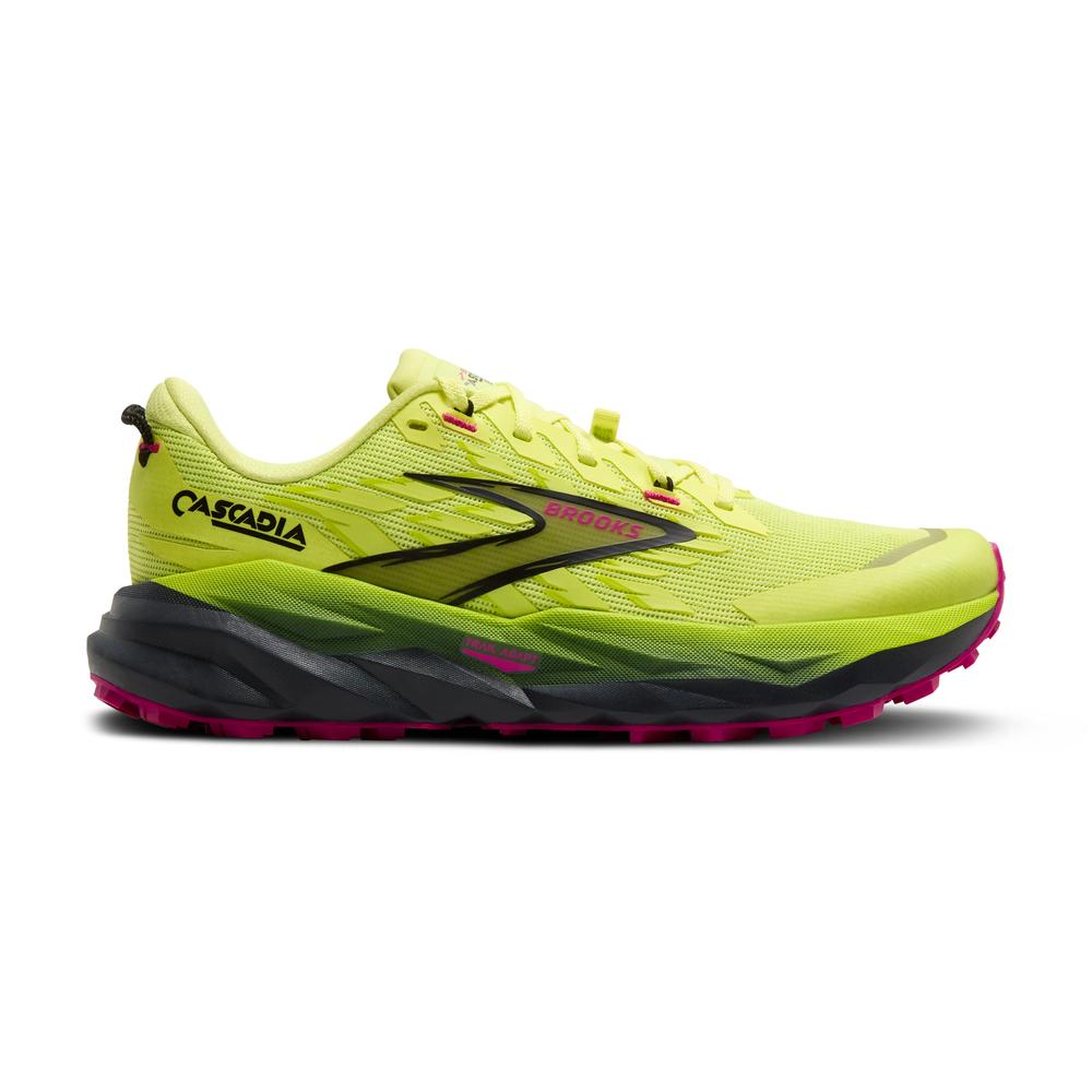 Brooks Cascadia 19 | Sunny Lime/Black/Magenta | Women's Trail Running and Walking Shoe