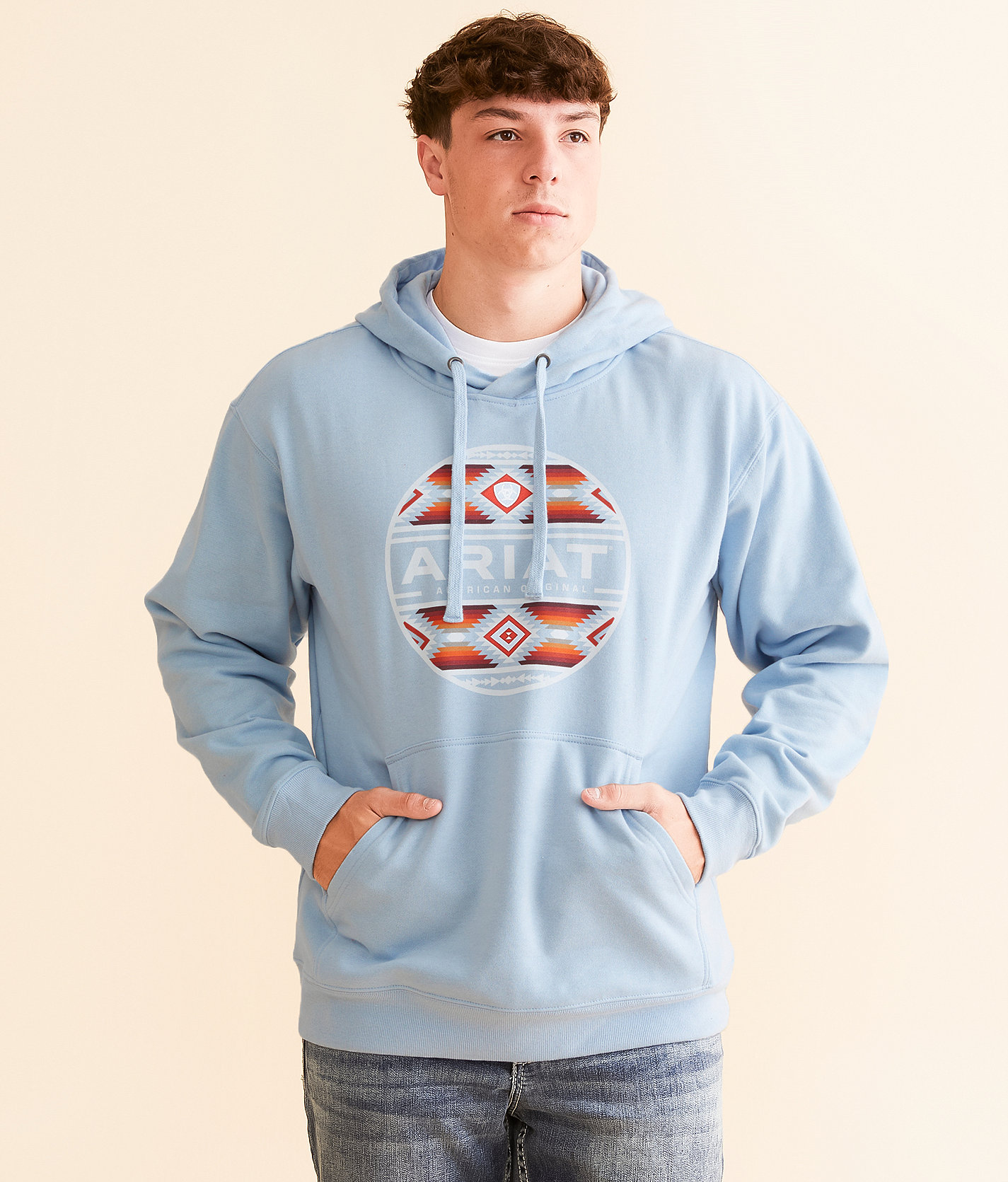 Ariat Canyon Southwest Circle Hooded Sweatshirt - Men's Sweatshirts in Soft Chambray