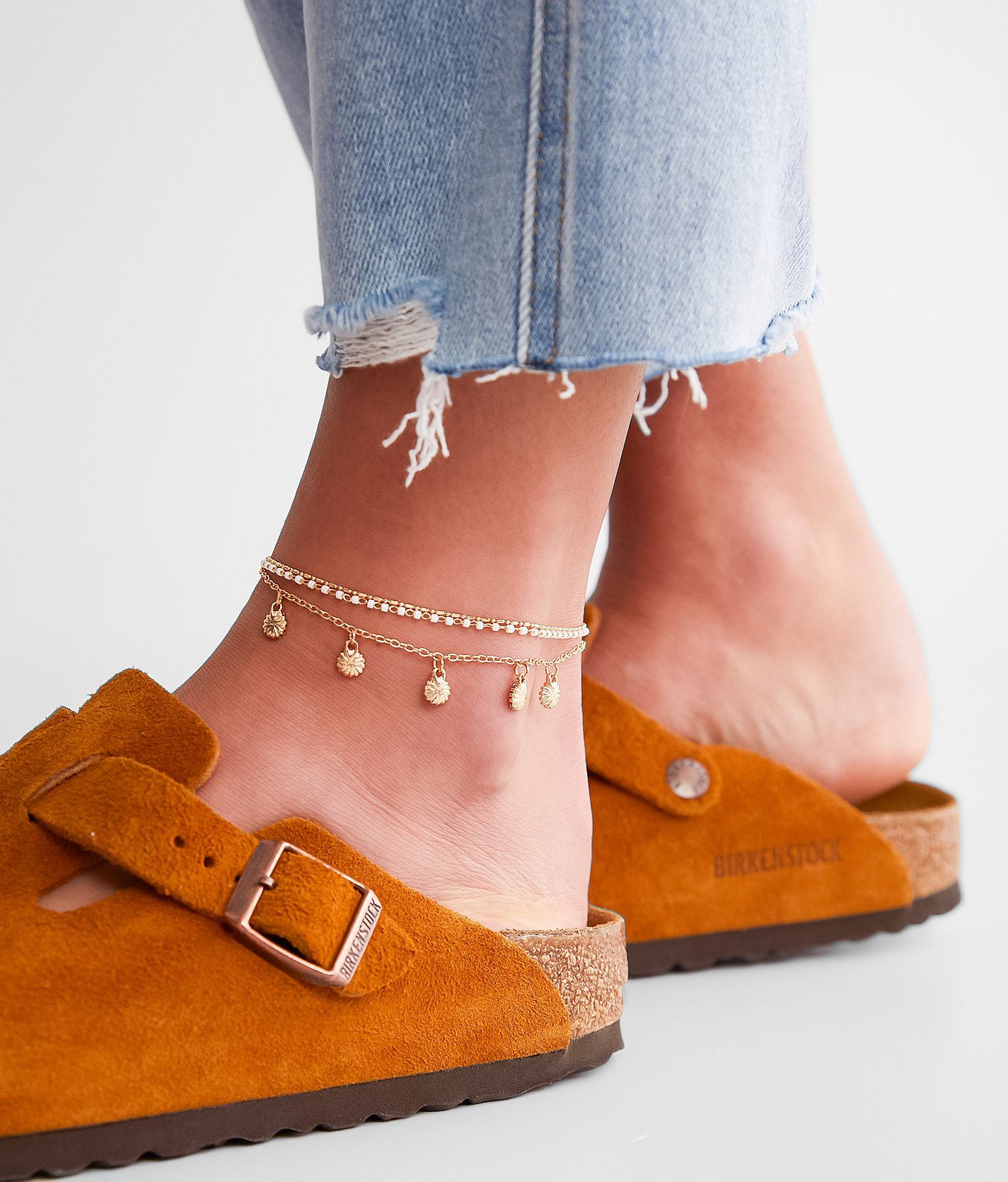 boutique by BKE 3 Pack Flower Anklet Set - Women's Jewelry in Gold