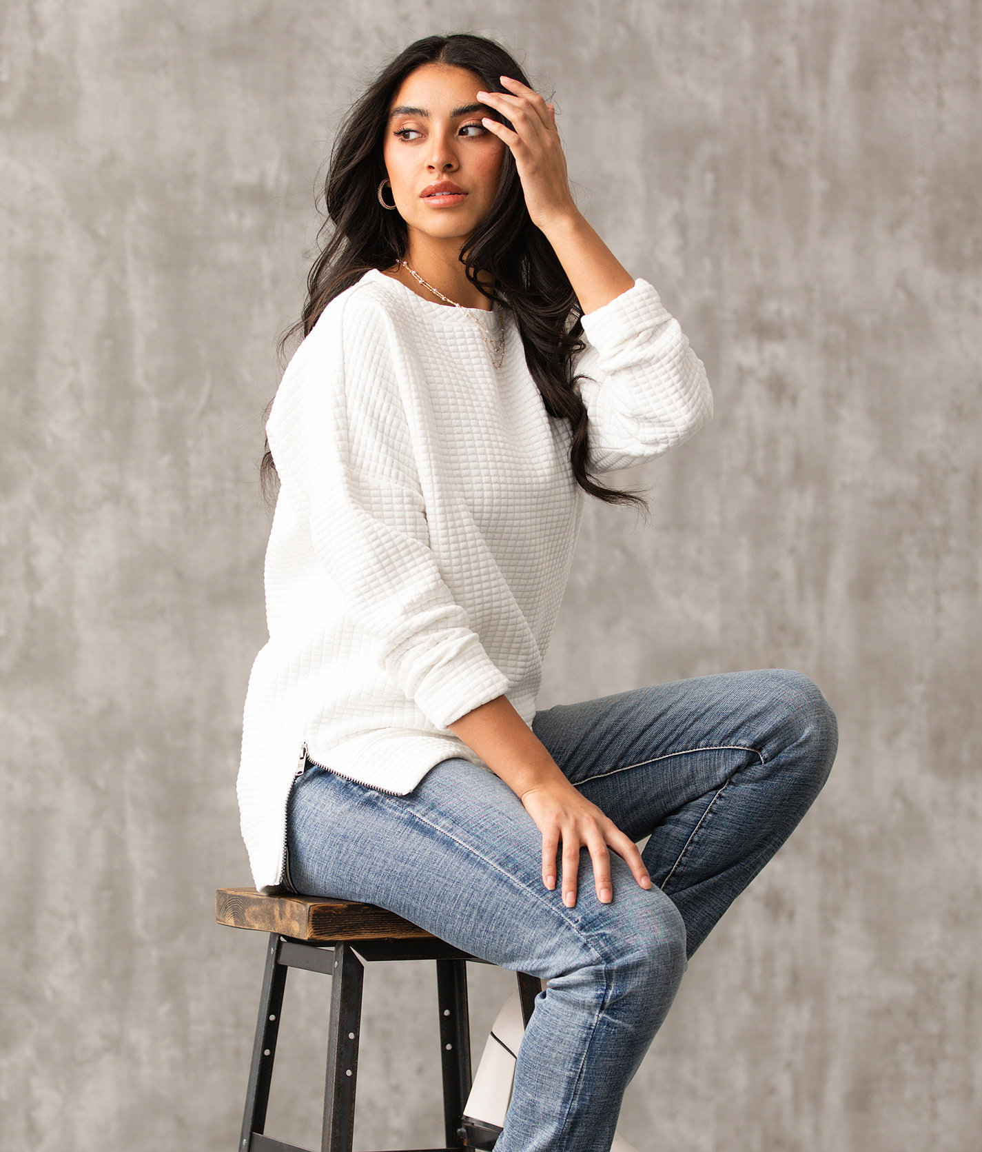 Buckle Black Quilted Pullover - Women's Activewear in White