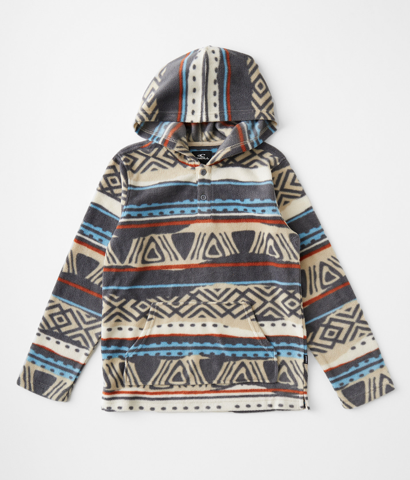 Boys - O'Neill Newman Superfleece Henley Hoodie - Boy's Sweatshirts in Light Khaki