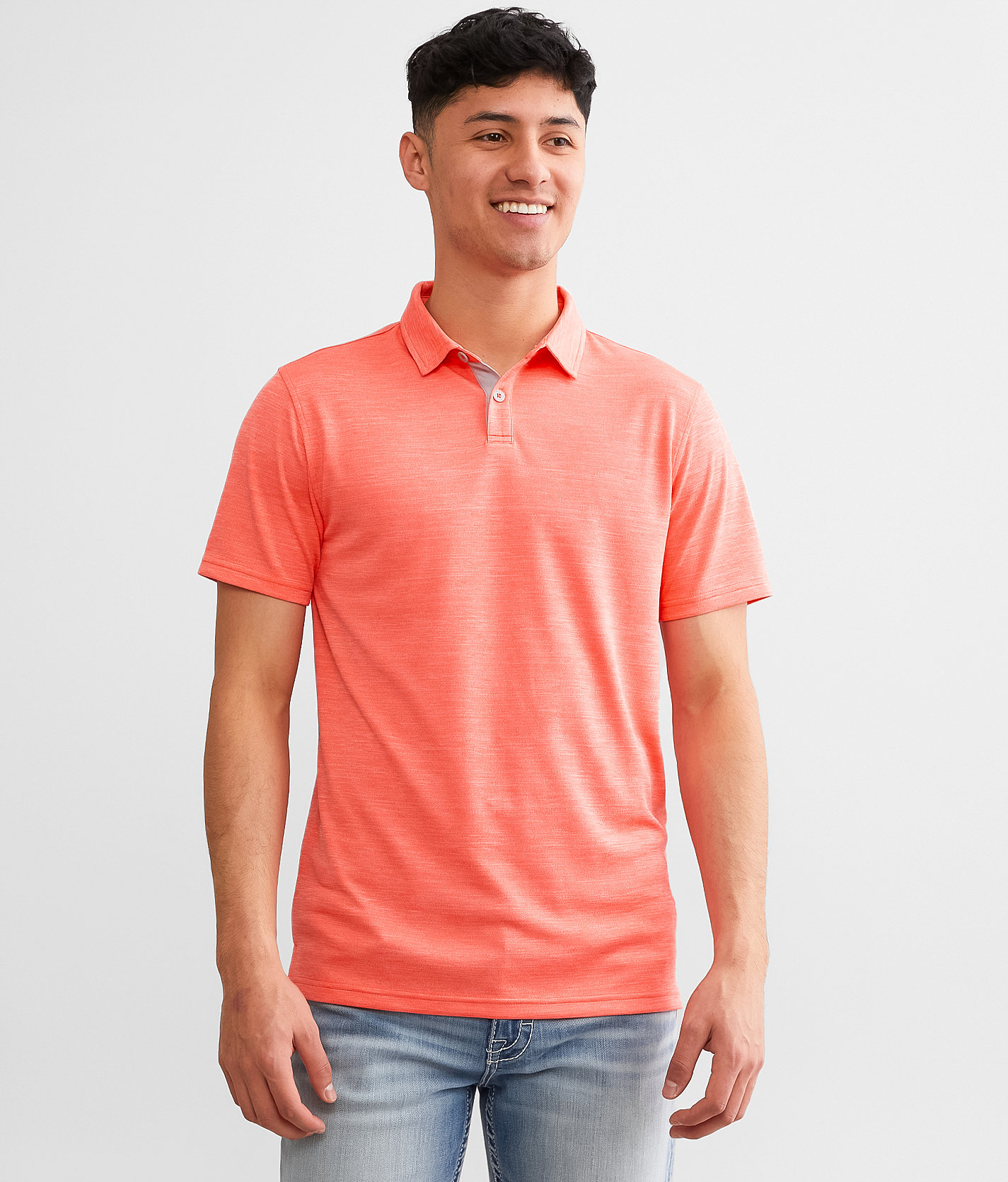 BKE Neon Performance Polo - Men's Polos in Hot Coral