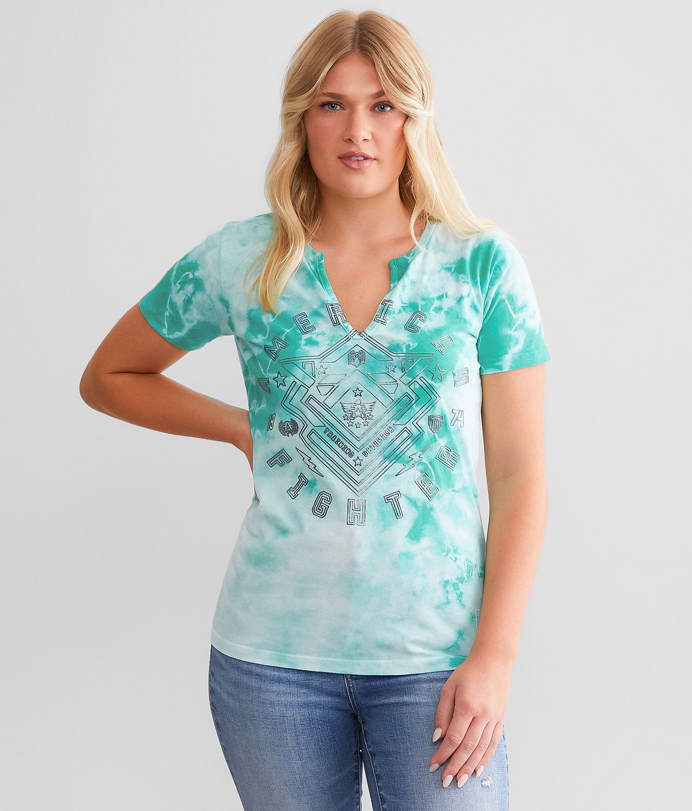 American Fighter Paramount T-Shirt - Women's T-Shirts in White Pool Green Crystal