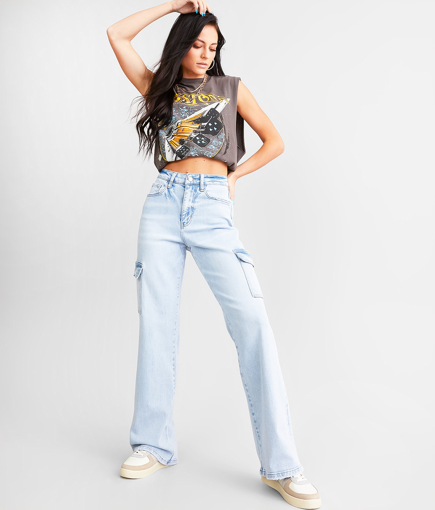 VERVET Dixie 90's Vintage Straight Stretch Cargo Jean - Women's Jeans in Enrapt