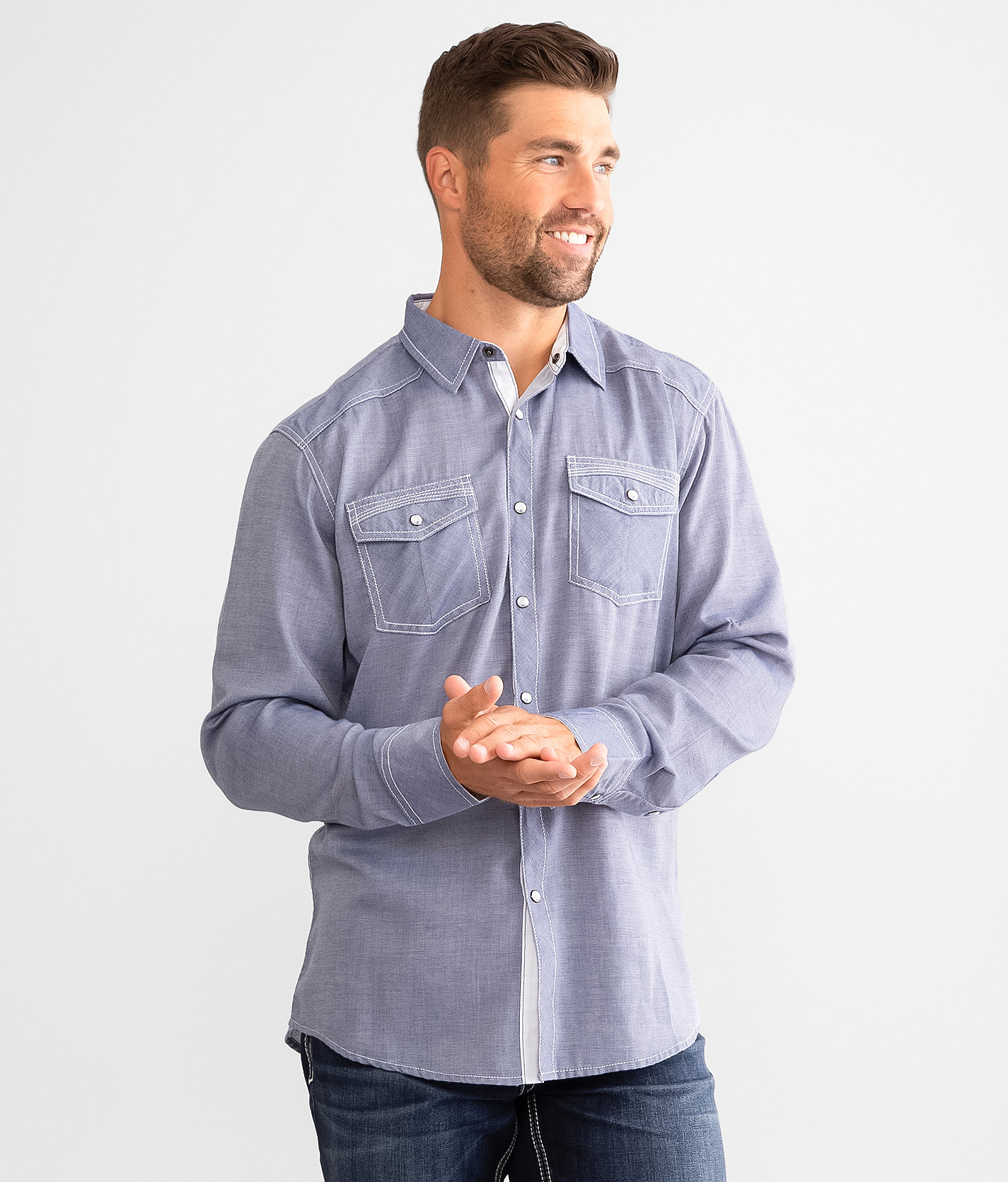 BKE Embroidered Athletic Shirt - Men's Shirts in Navy