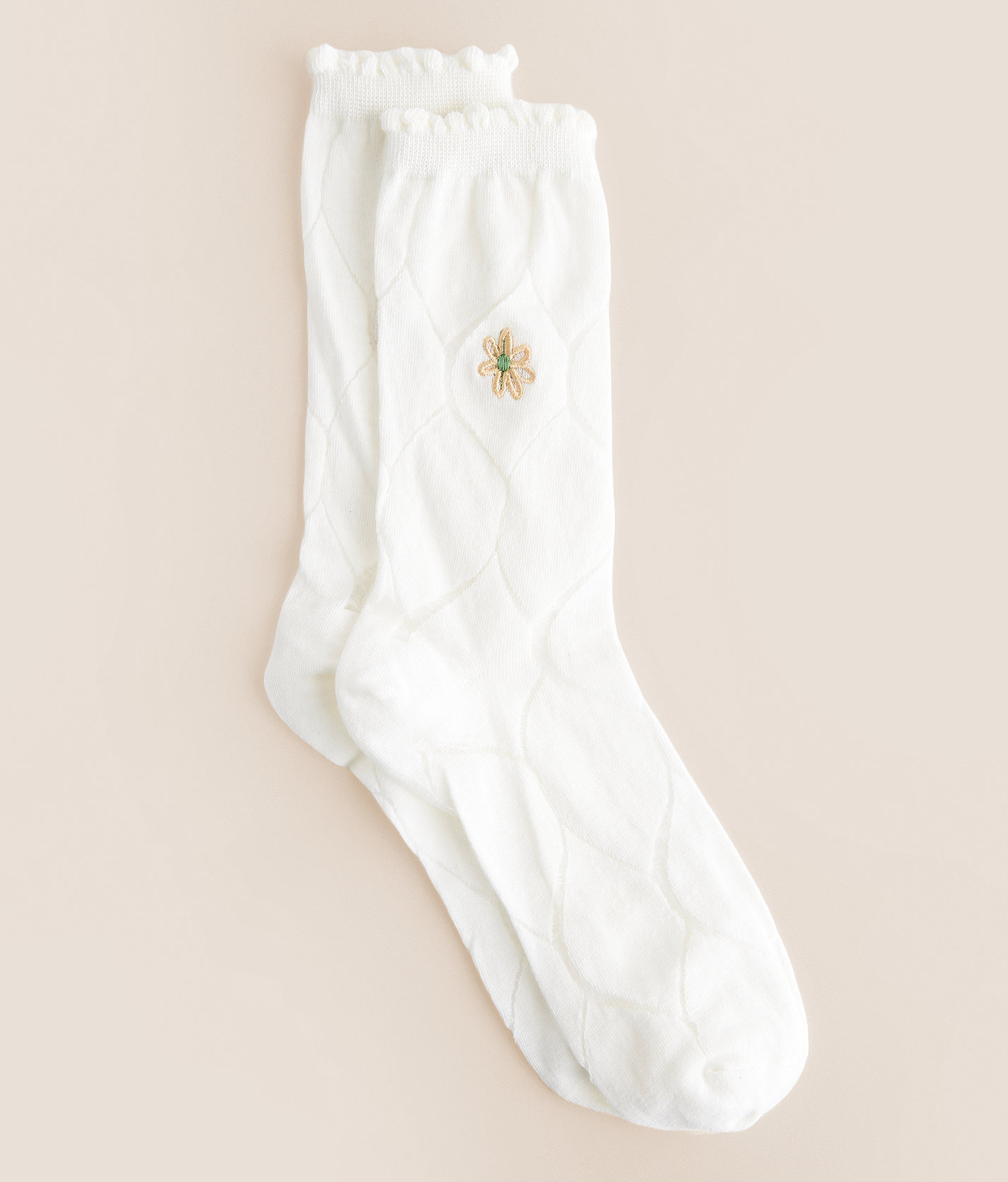 BKE Floral Embroidered Socks - Women's Socks in White