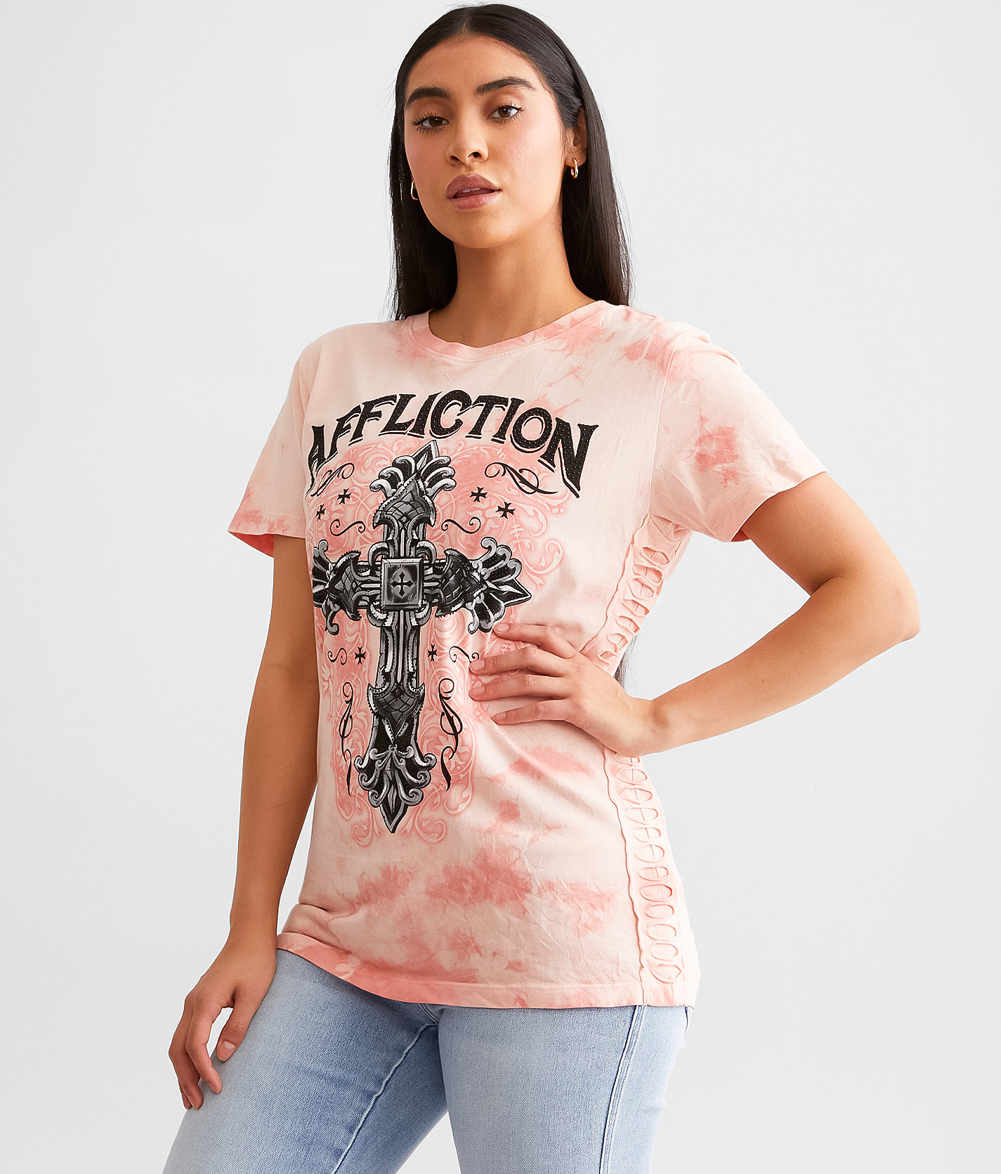Affliction Sacred Rite T-Shirt - Women's T-Shirts in Lt Canteloupe Ice Wash