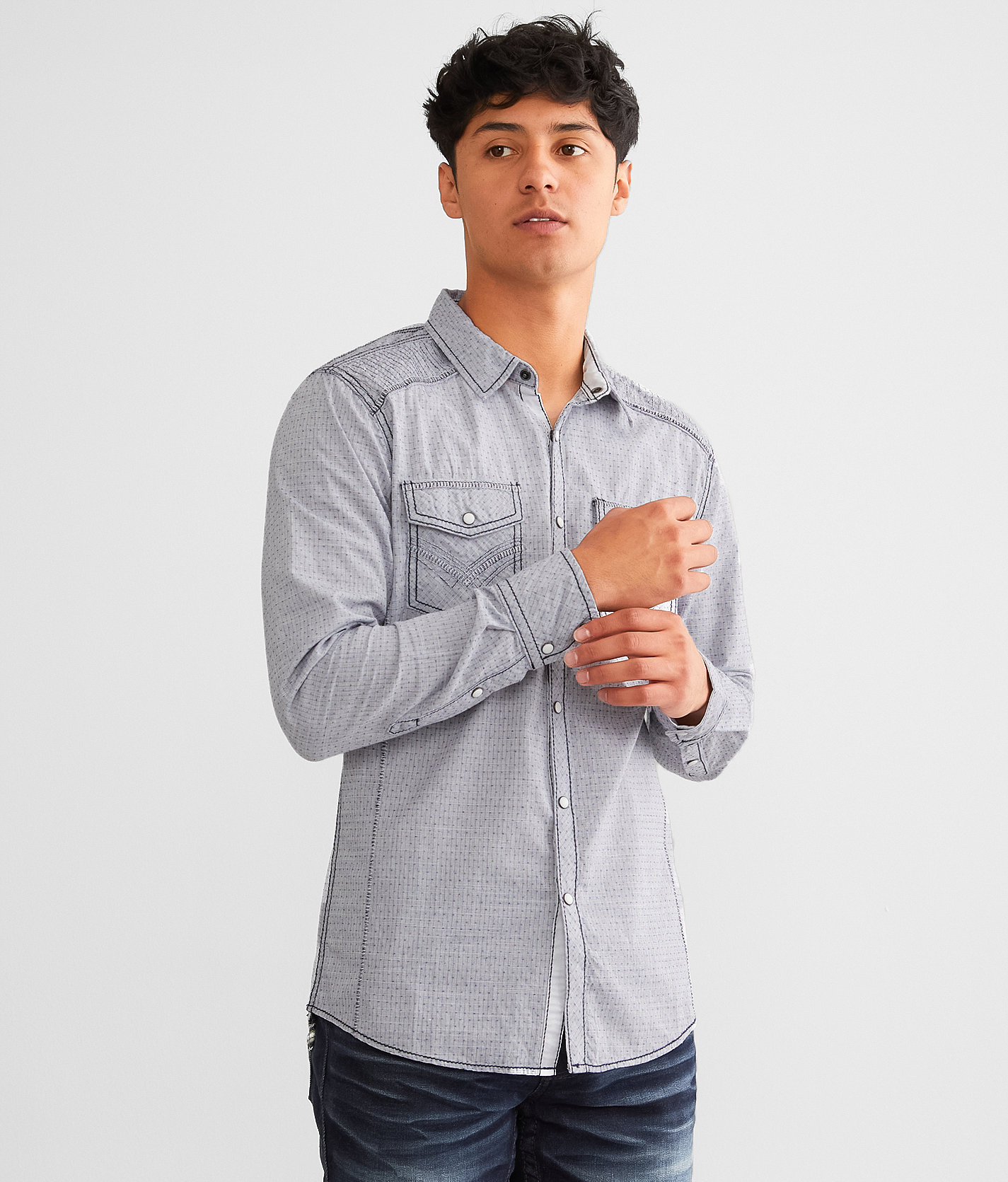 Buckle Black Dot Tailored Shirt - Men's Shirts in White Navy