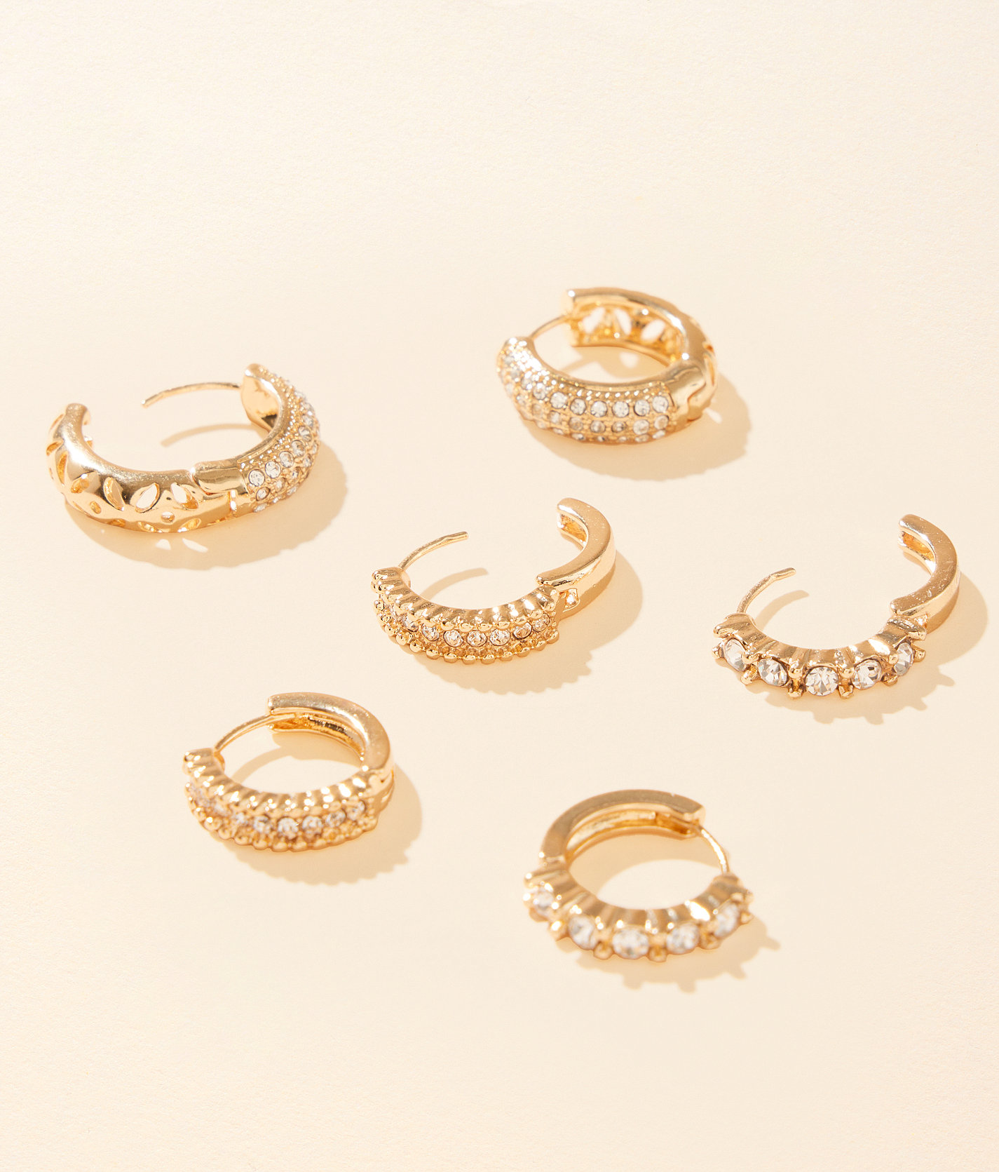 boutique by BKE 3 Pack Glitz Hoop Earring Set - Women's Jewelry in Gold